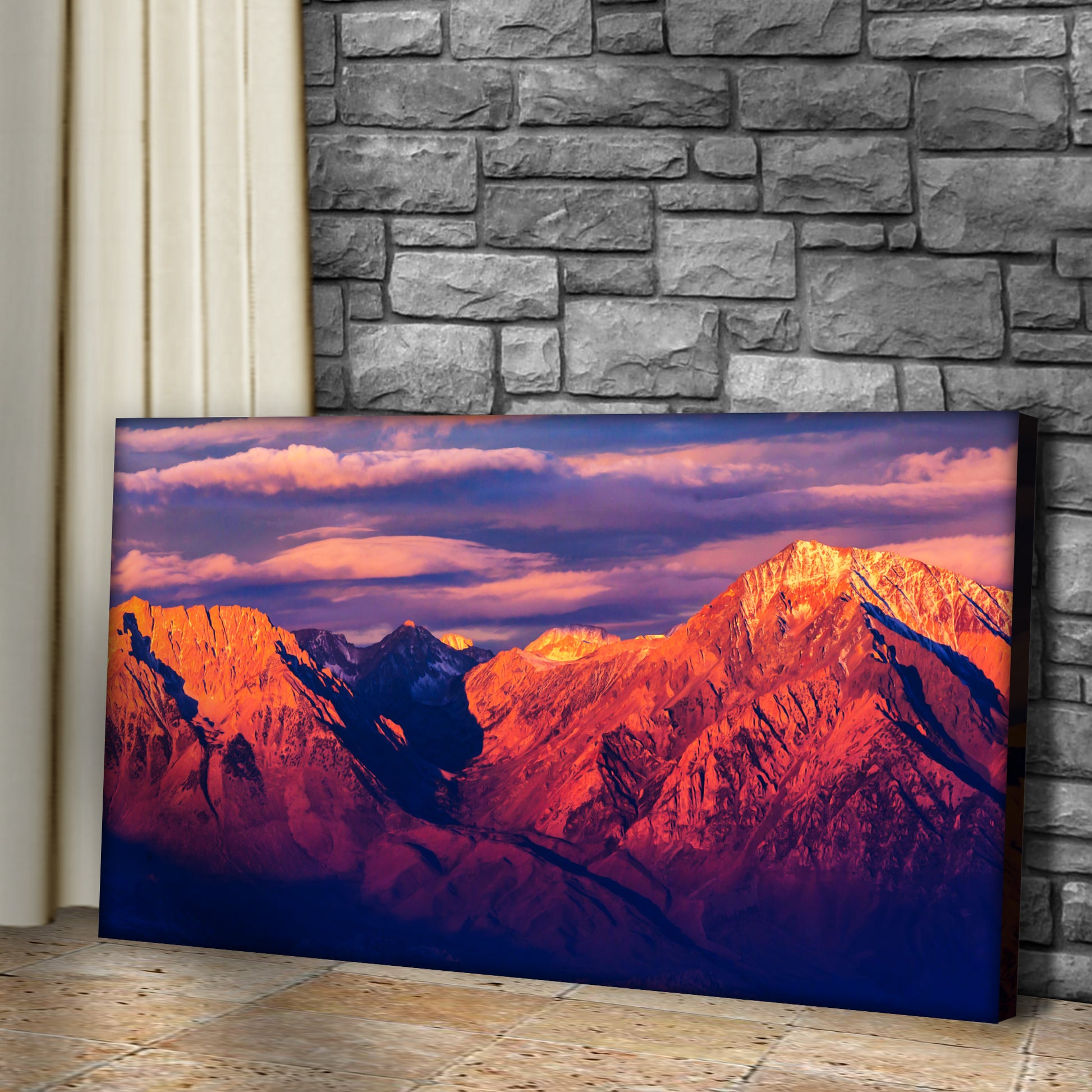 Sunset Mountain Range Canvas Wall Art Style 2 - Image by Tailored Canvases