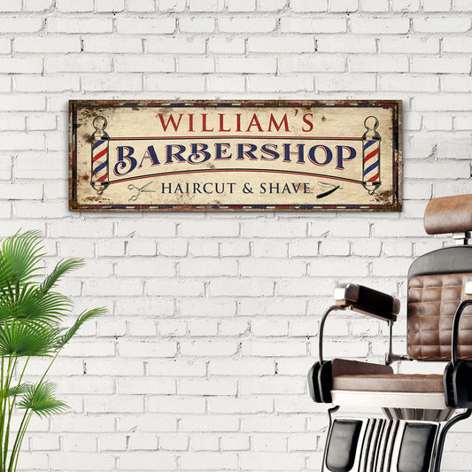 Custom Barbershop Sign | Customizable Canvas Style 2 - Image by Tailored Canvases