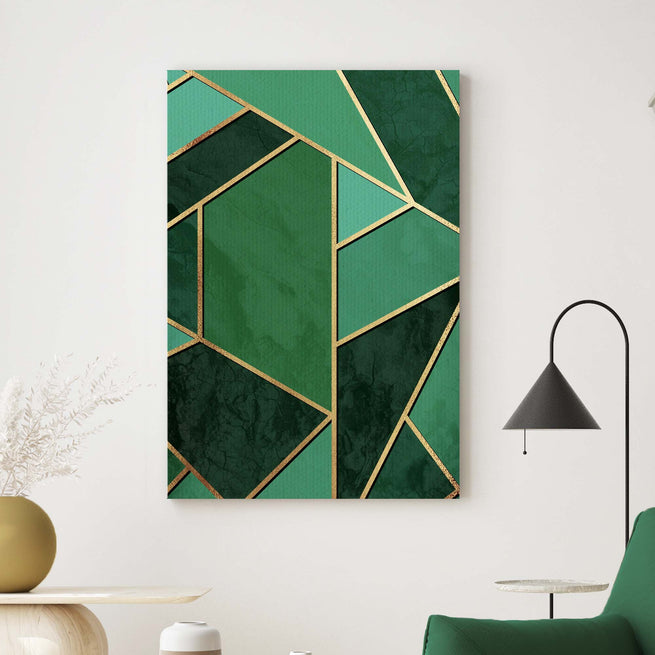 Abstract Green and Gold Lines Canvas Wall Art by Tailored Canvases