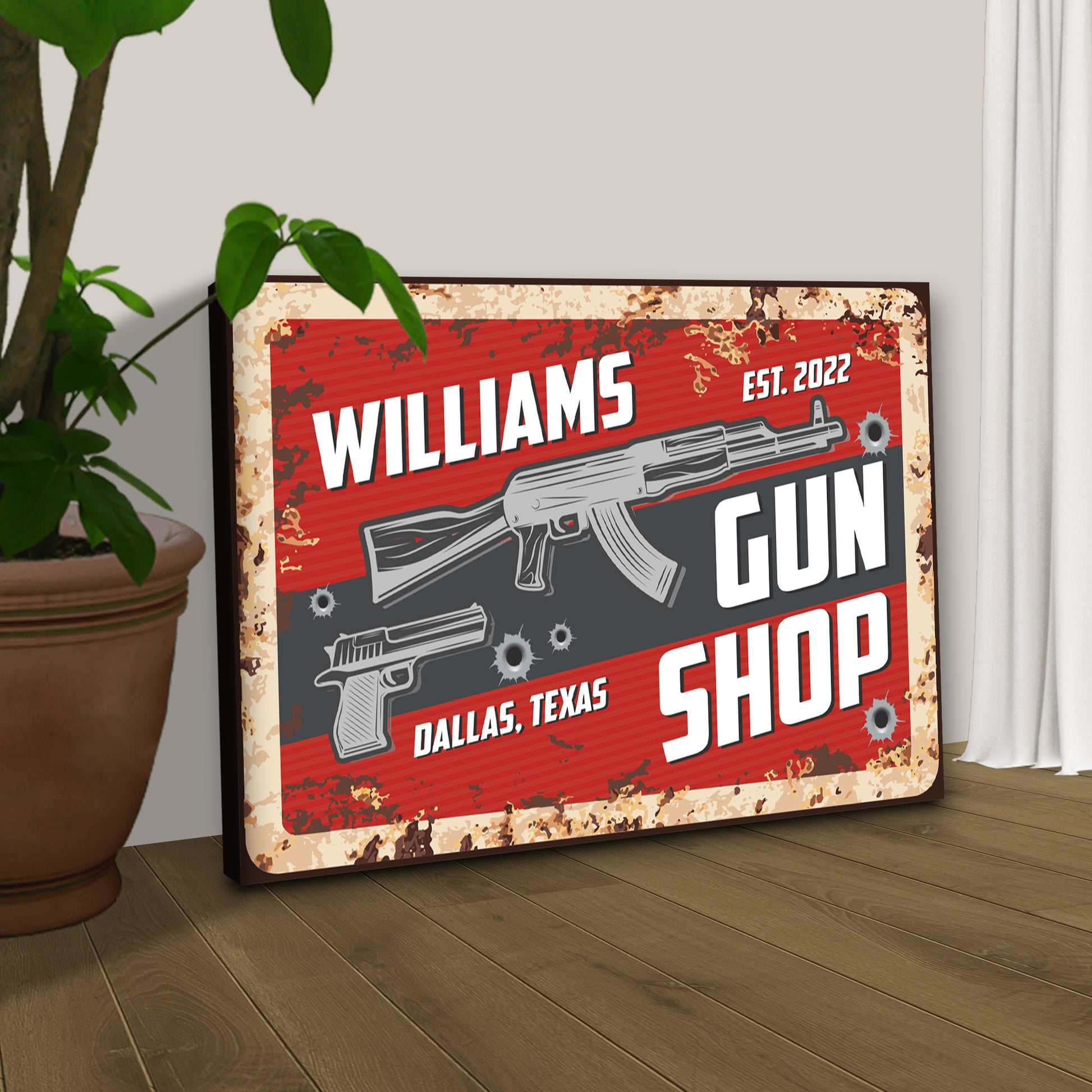 Custom Gun Shop Sign II Style 2 - Image by Tailored Canvases