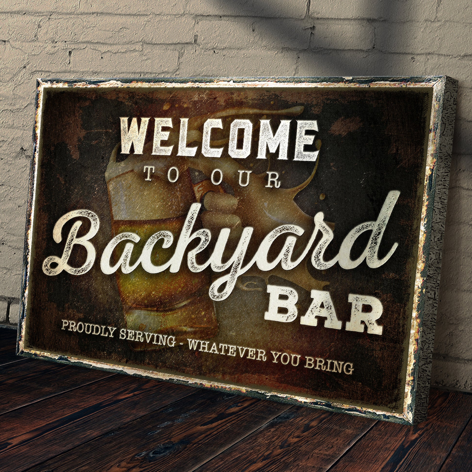 Welcome To Our Backyard Bar Sign Style 2 - Image by Tailored Canvases