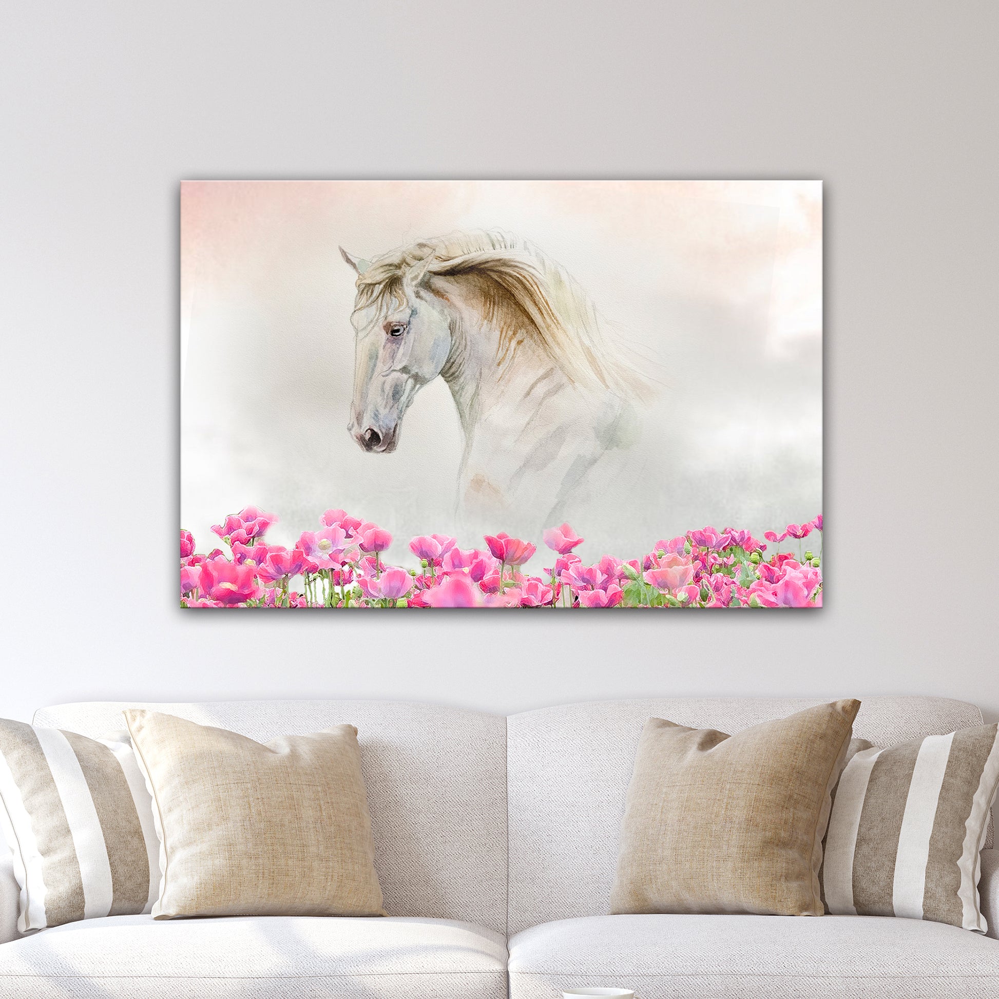 Floral White Horse Style 1 - Image by Tailored Canvases