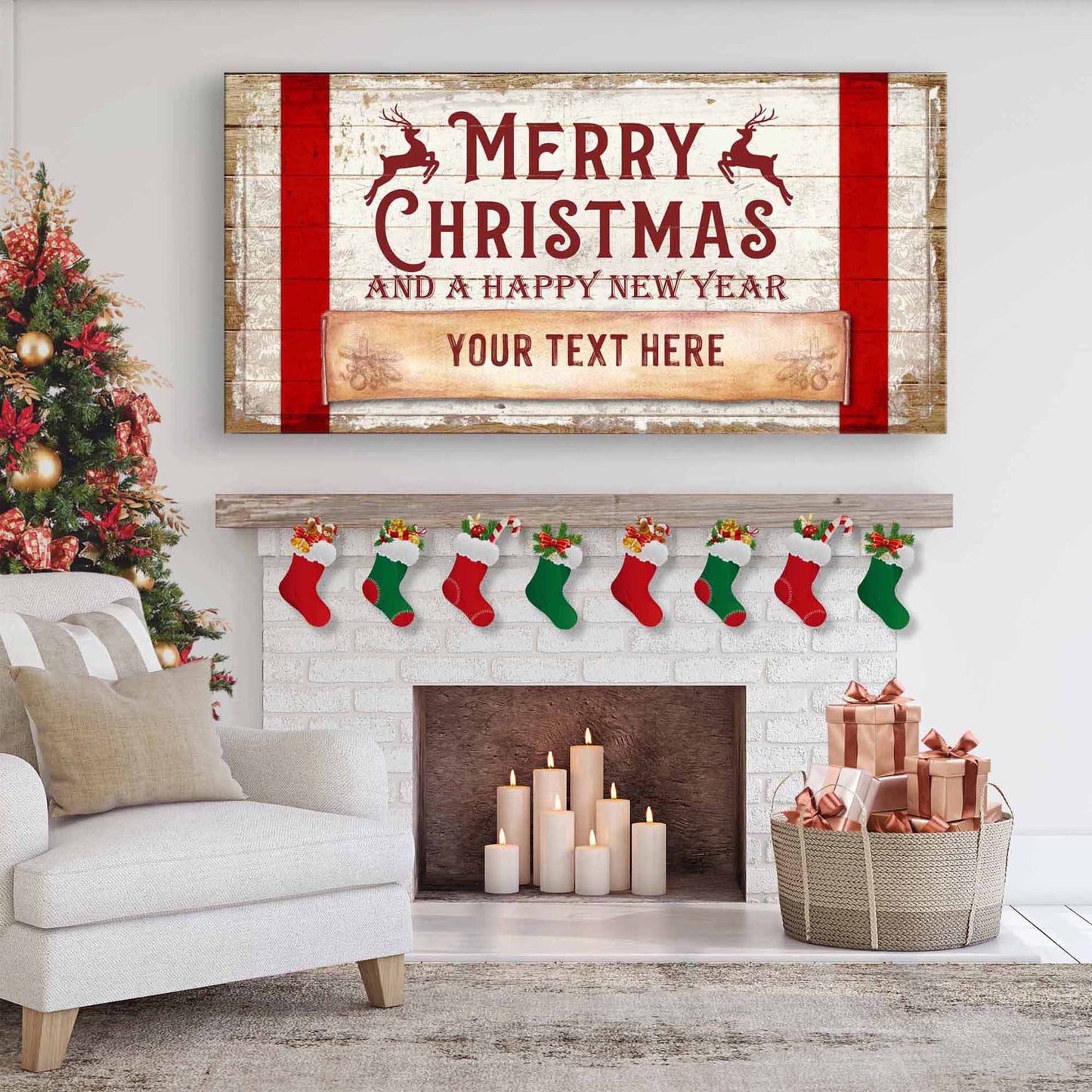 Merry Christmas And A Happy New Year Sign  - Image by Tailored Canvases