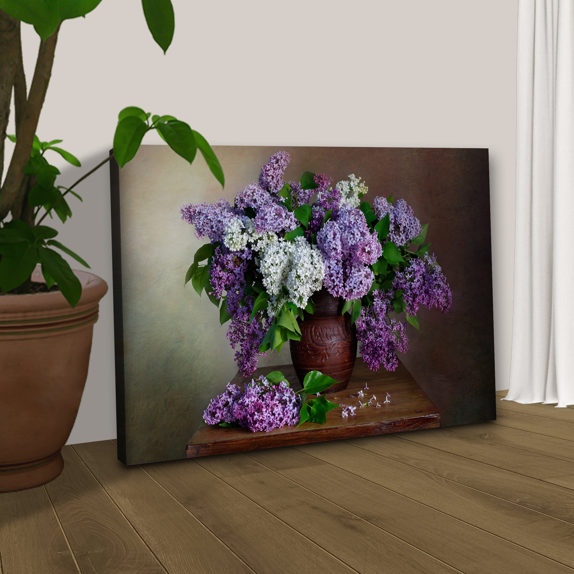 Flowers Lilac Vase Canvas Wall Art Style 2 - Image by Tailored Canvases