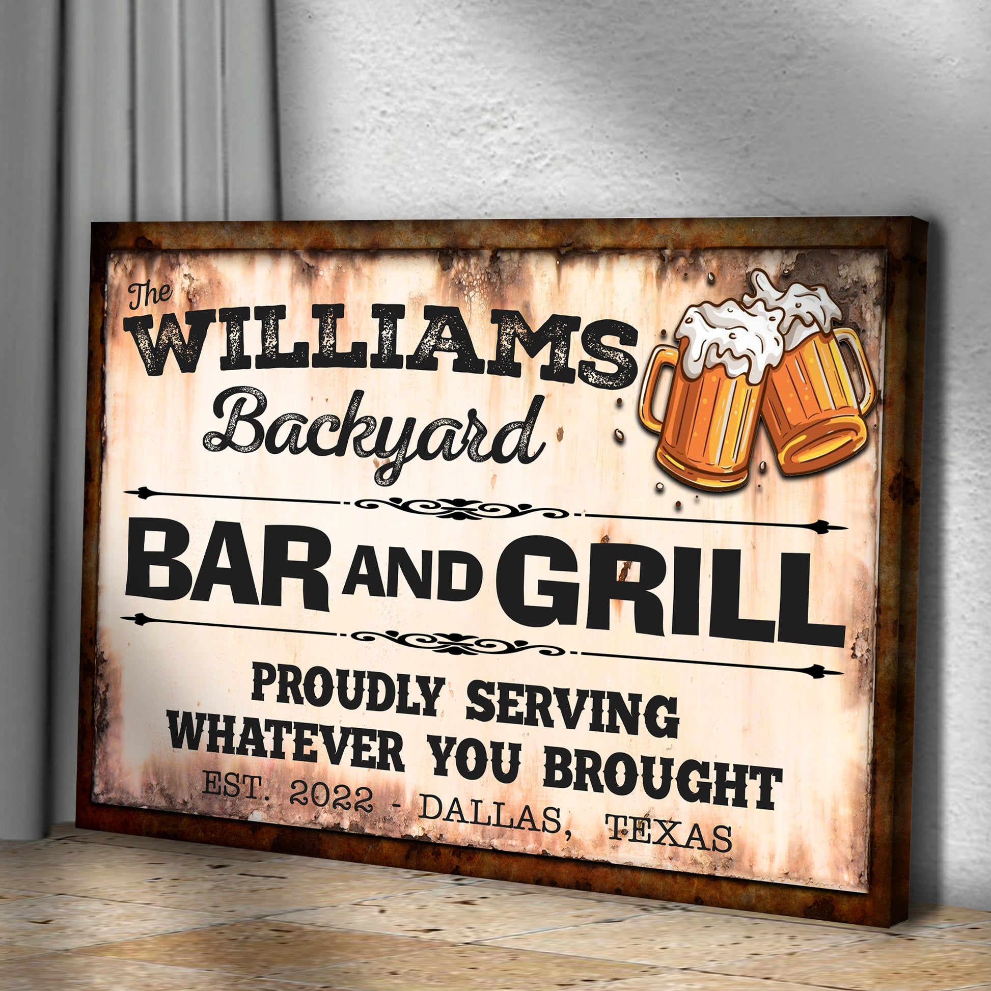 Backyard Bar & Grill Sign IX Style 1 - Image by Tailored Canvases