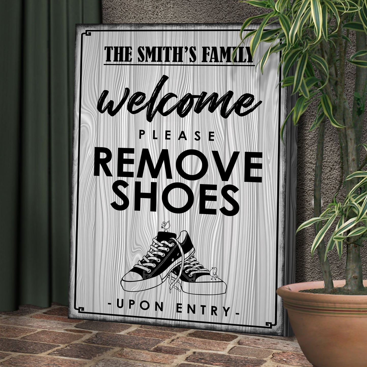 Please Remove Your Shoes Upon Entry Sign  Style 3 - Image by Tailored Canvases