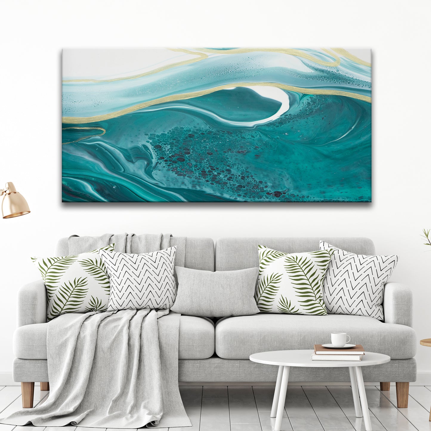 Teal Big Ocean Wave Canvas Wall Art  - Image by Tailored Canvases