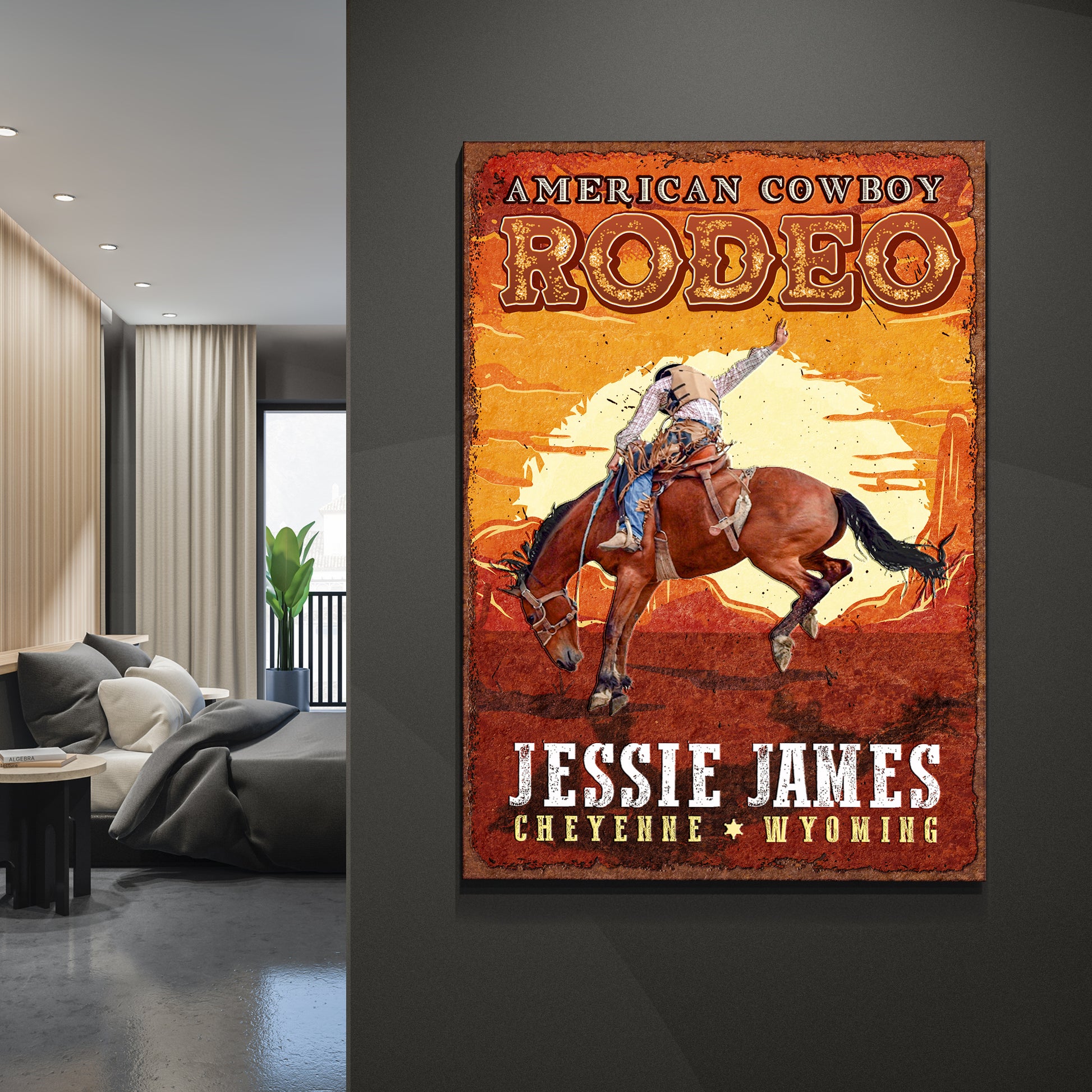 American Cowboy Rodeo Show Sign Style 1 - Image by Tailored Canvases