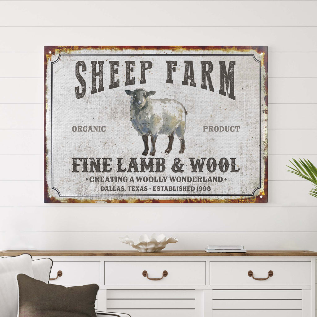 Sheep Farm Sign V | Customizable Canvas by Tailored Canvases