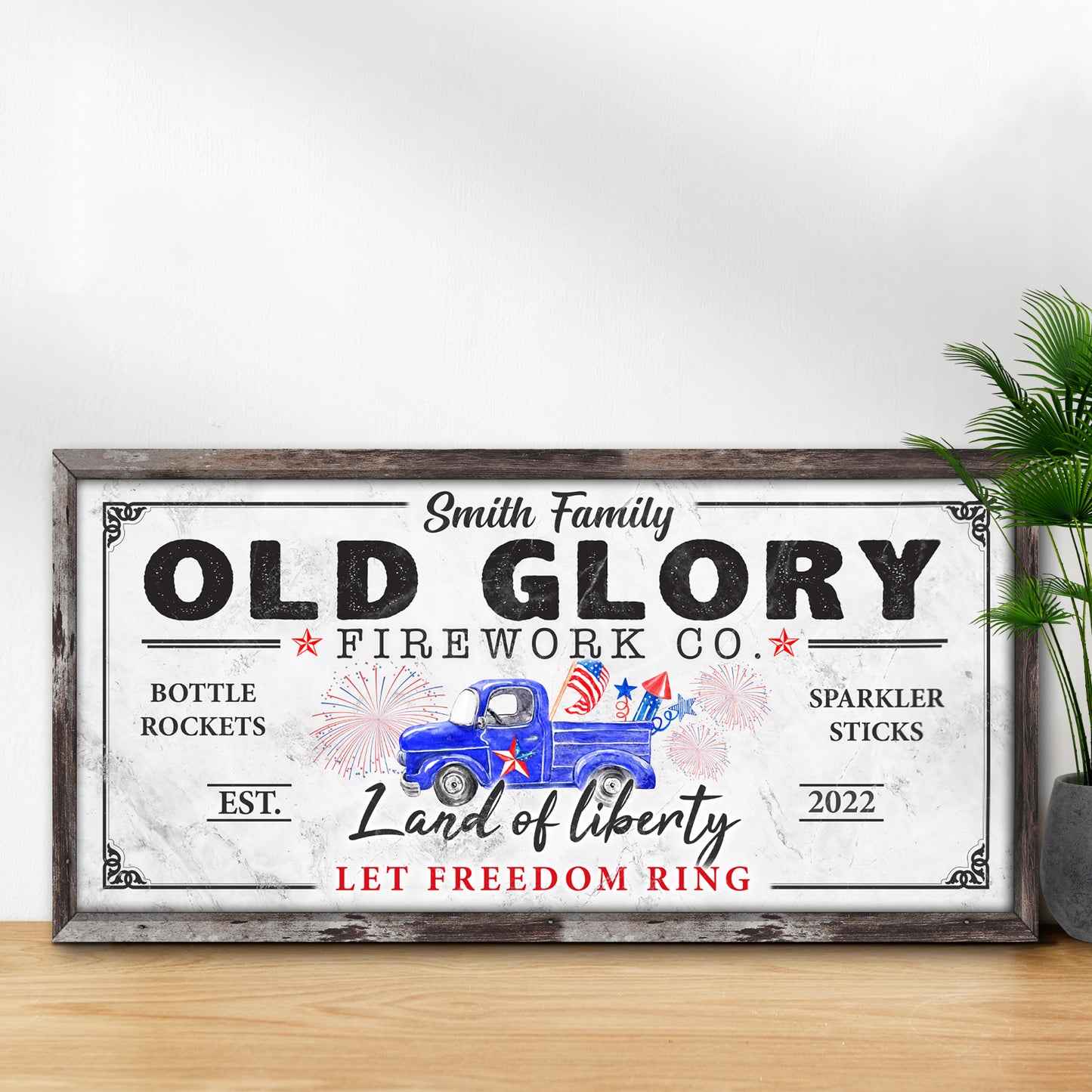 Old Glory Firework Co Let Freedom Ring Sign Style 1 - Image by Tailored Canvases