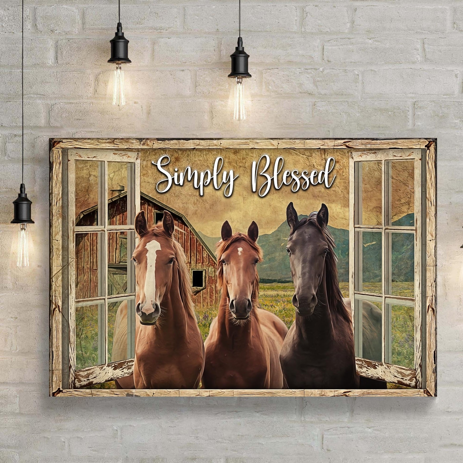 Simply Blessed Amazing Horse Farm Sign Style 1 - Image by Tailored Canvases