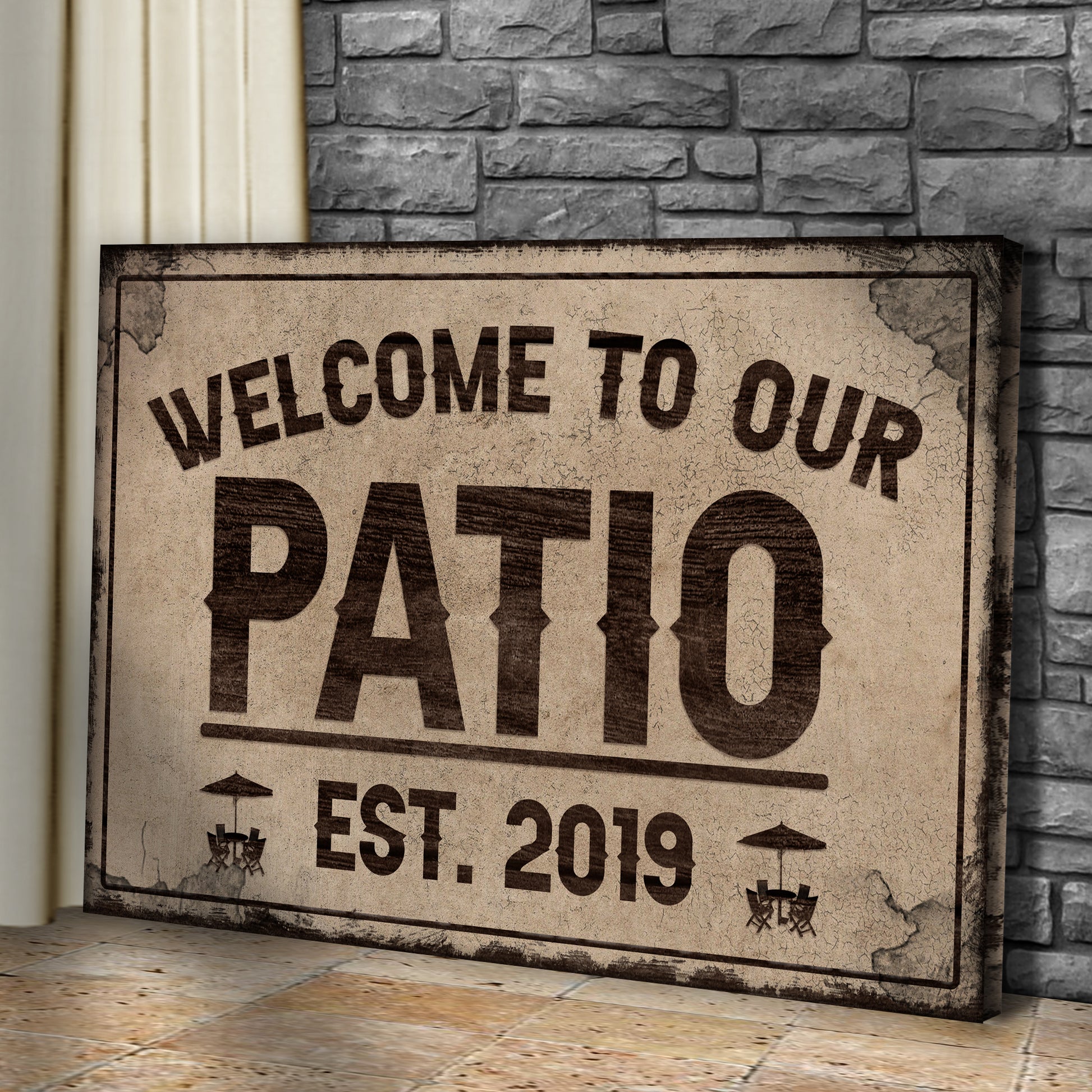 Welcome To Our Patio Sign IV Style 1 - Image by Tailored Canvases
