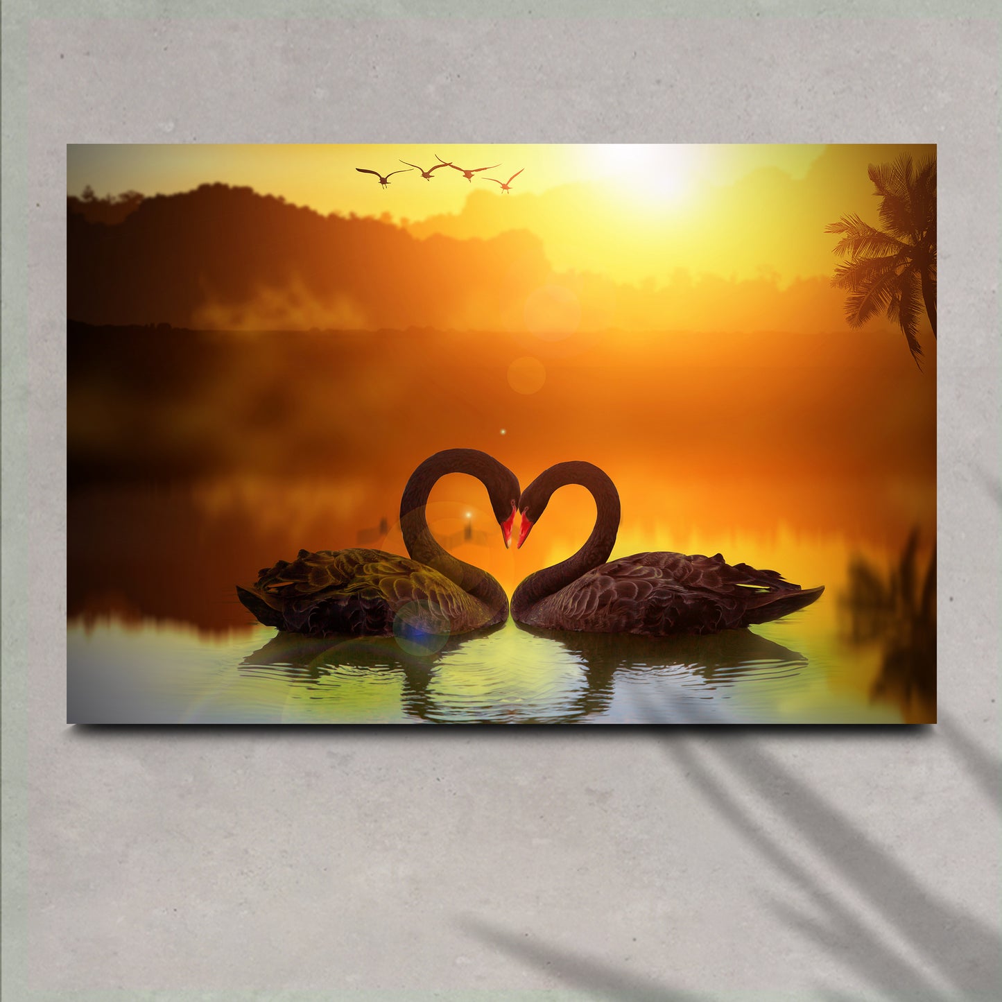 Romantic Swan at Sunset Canvas Wall Art Style 1 - Image by Tailored Canvases
