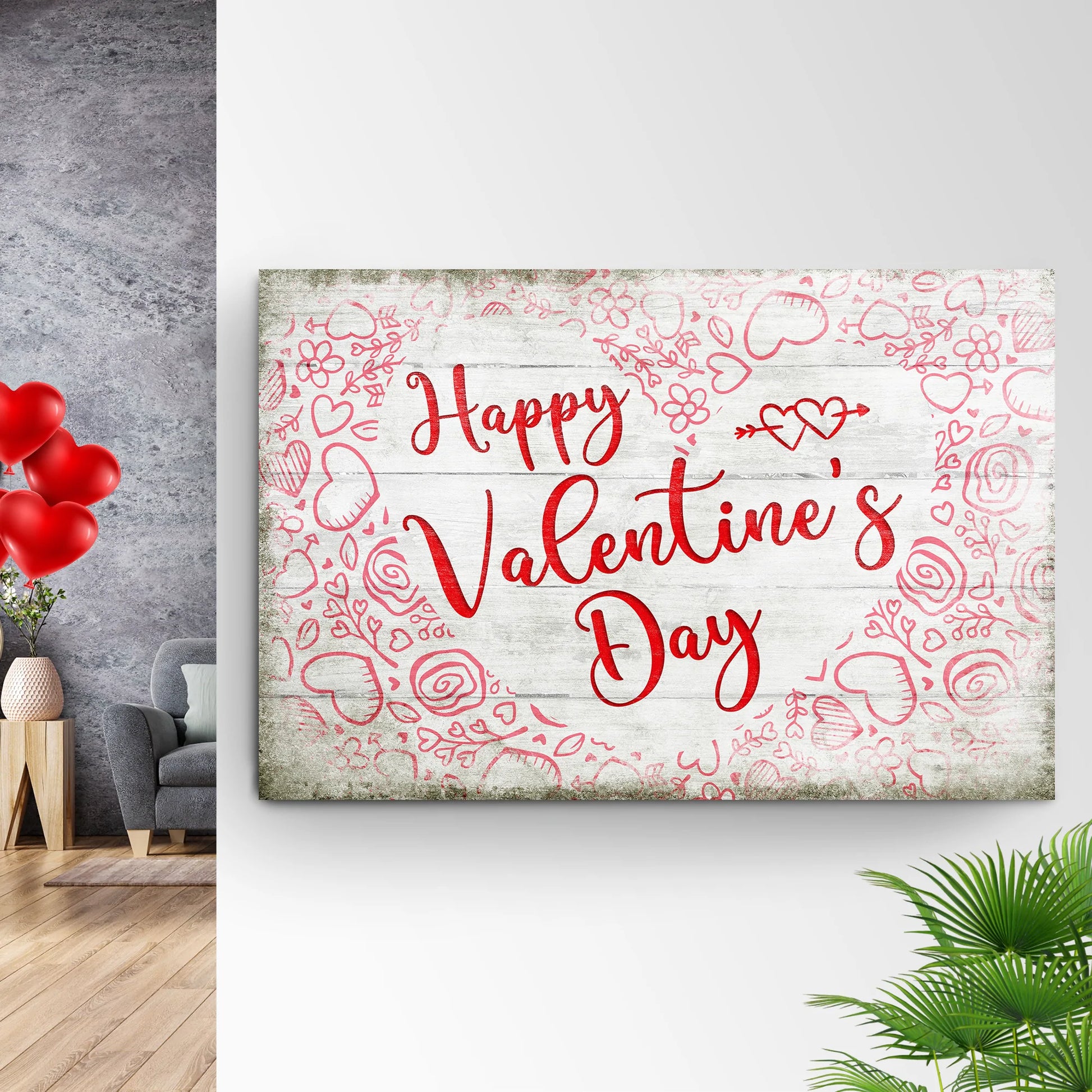 Hugs and Kisses Valentine Wishes Sign Style 1 - Image by Tailored Canvases