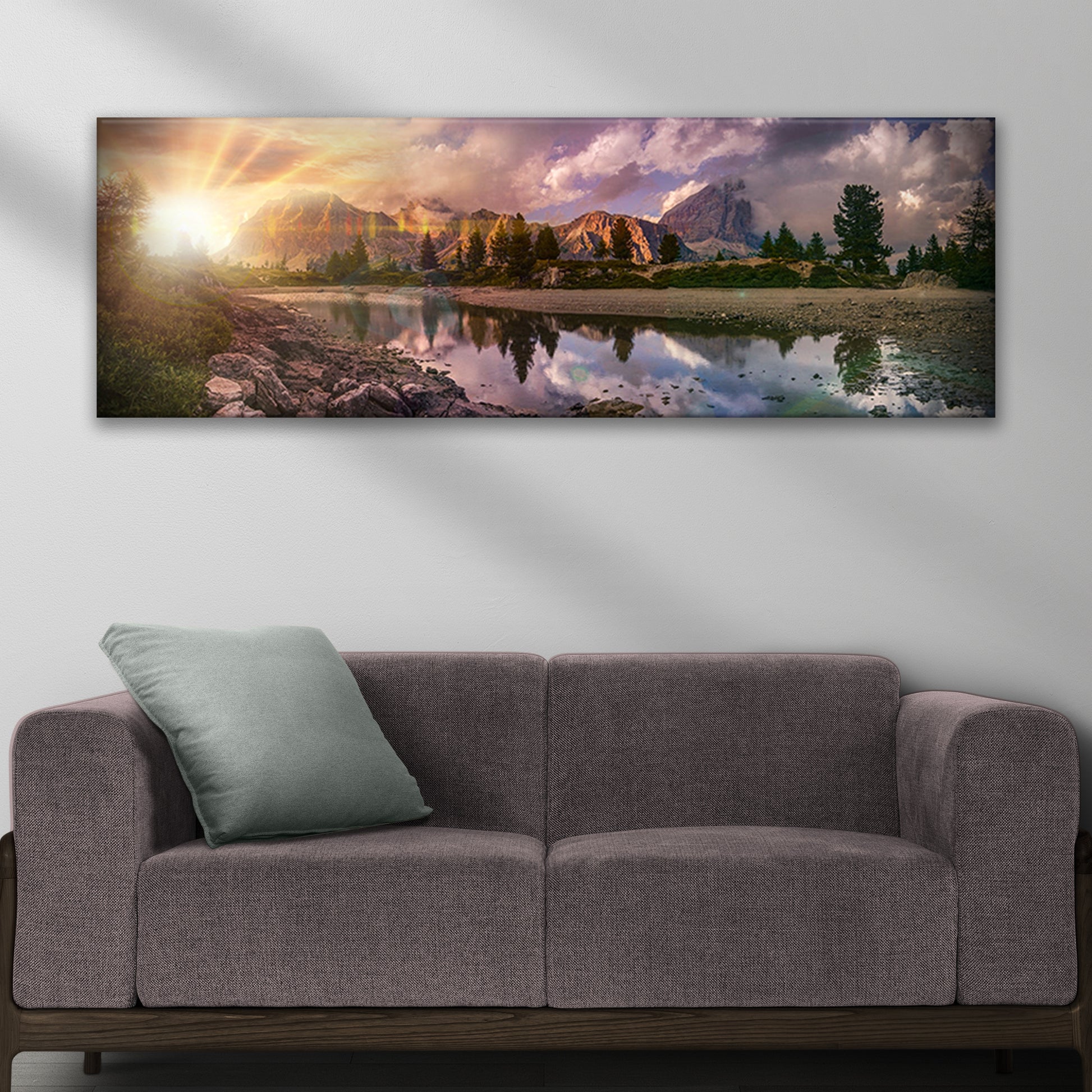 River And Rocky Mountain Canvas Wall Art Style 2 - Image by Tailored Canvases