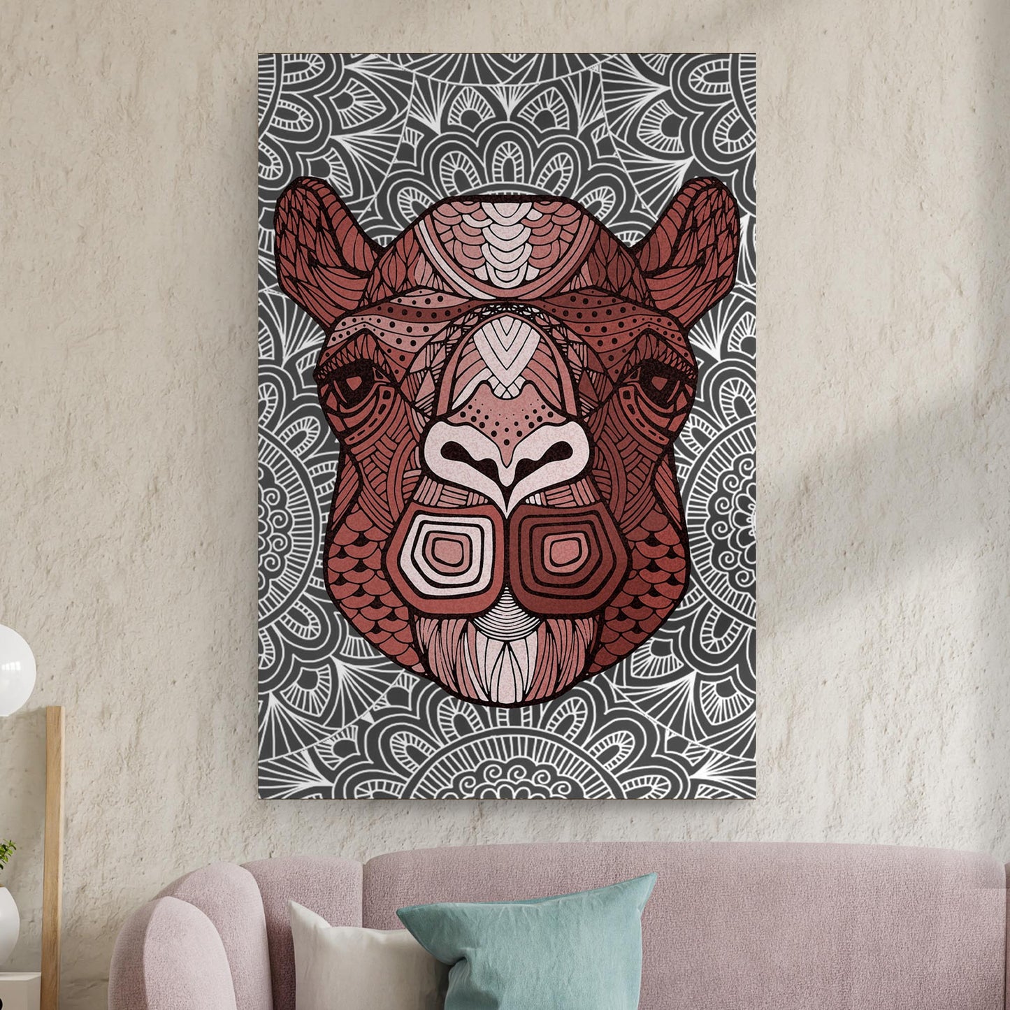 Zentangle Camel Portrait Canvas Wall Art Style 2 - Image by Tailored Canvases