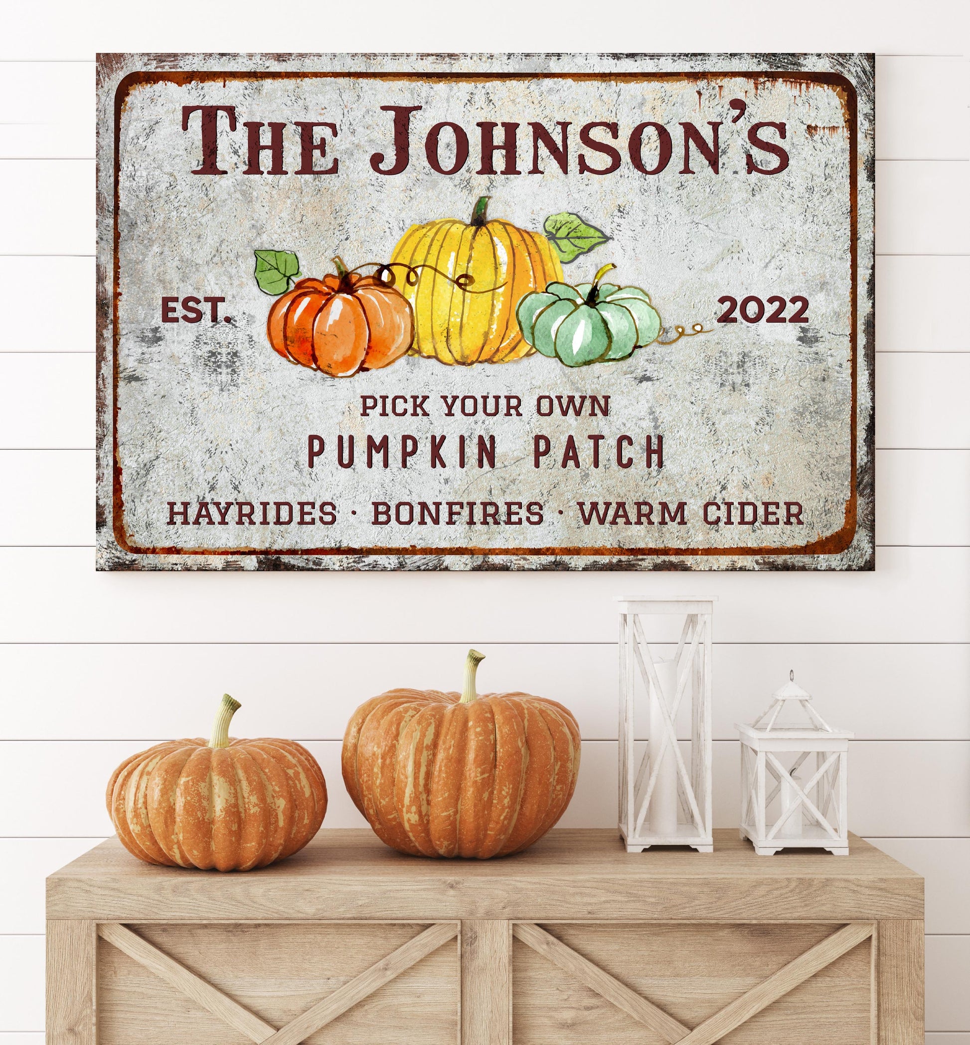 Family Pick Your Own Pumpkin Patch Sign Style 2 - Image by Tailored Canvases