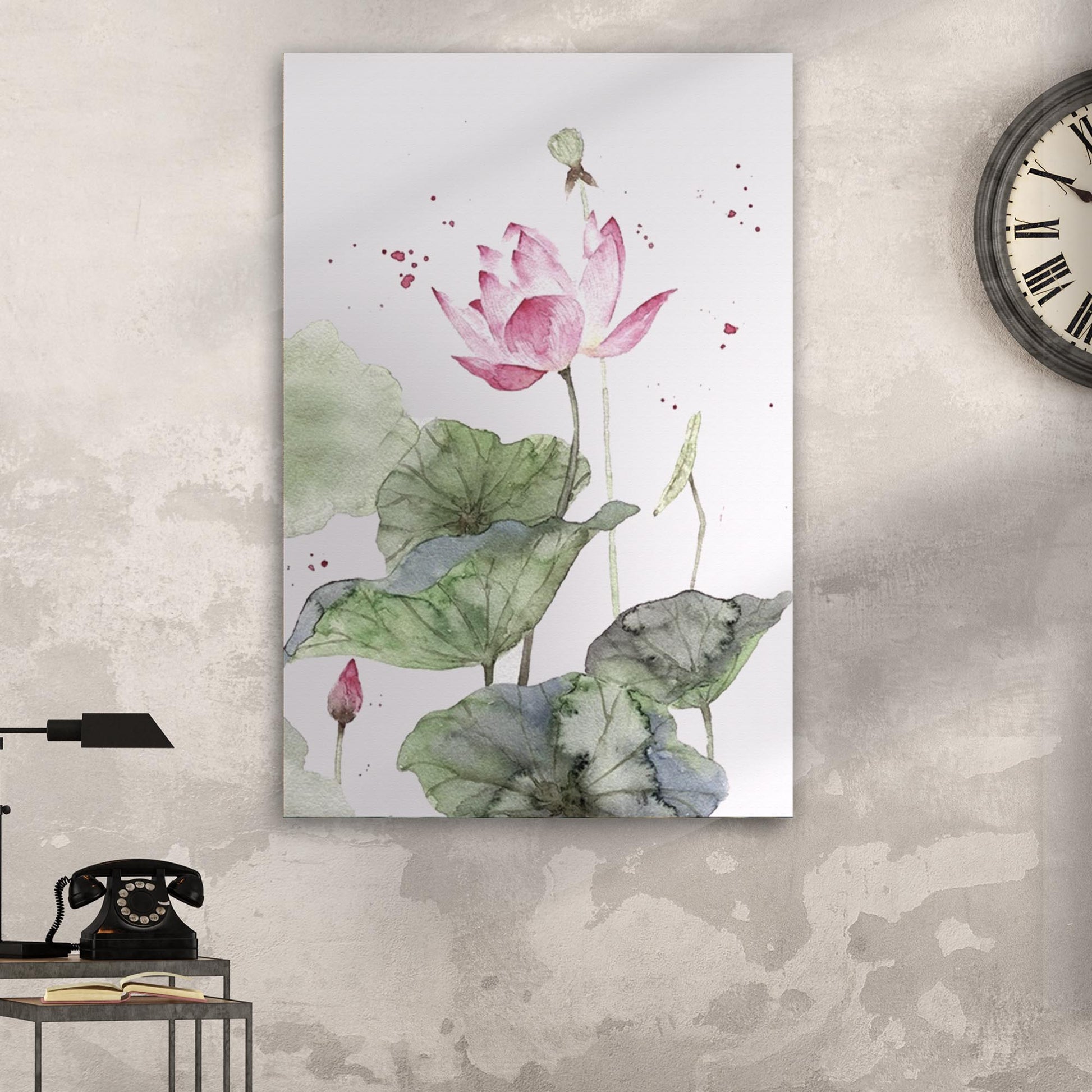 Ink Painting Style Lotus Flowers Canvas Wall Art Style 2 - Image by Tailored Canvases