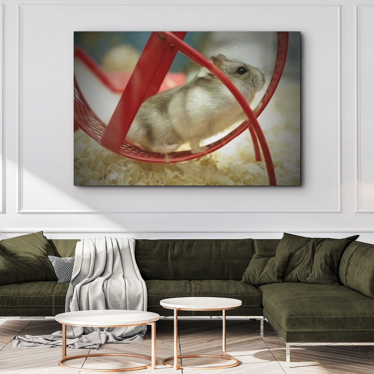 Hamster In Wheel Oil Paint Canvas Wall Art Style 2 - Image by Tailored Canvases