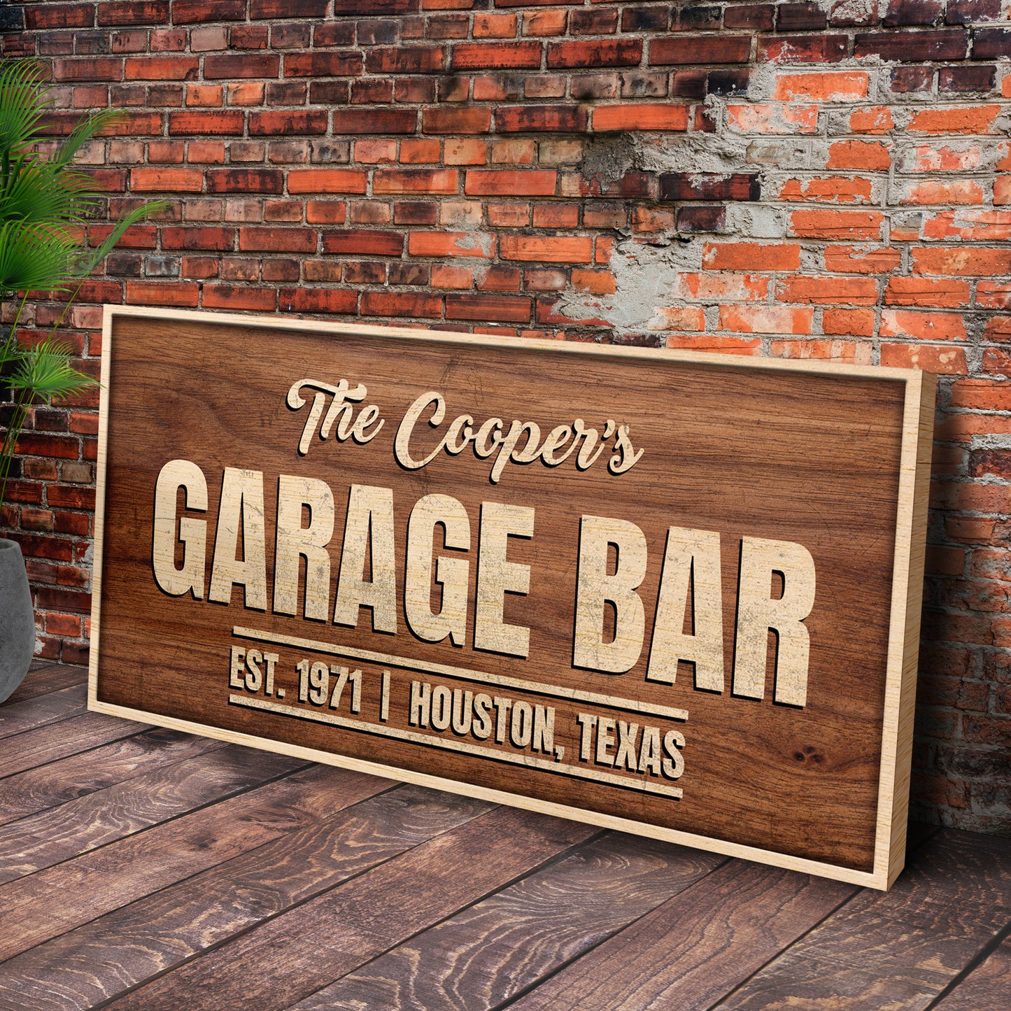 Rustic Garage Bar Wood Sign Style 2 - Image by Tailored Canvases