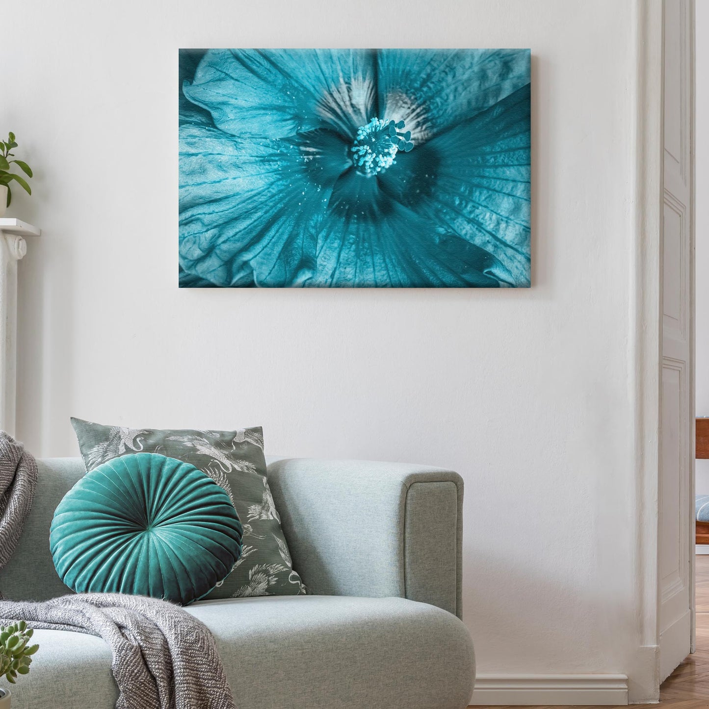 Flowers Aqua Hibiscus Canvas Wall Art - Image by Tailored Canvases