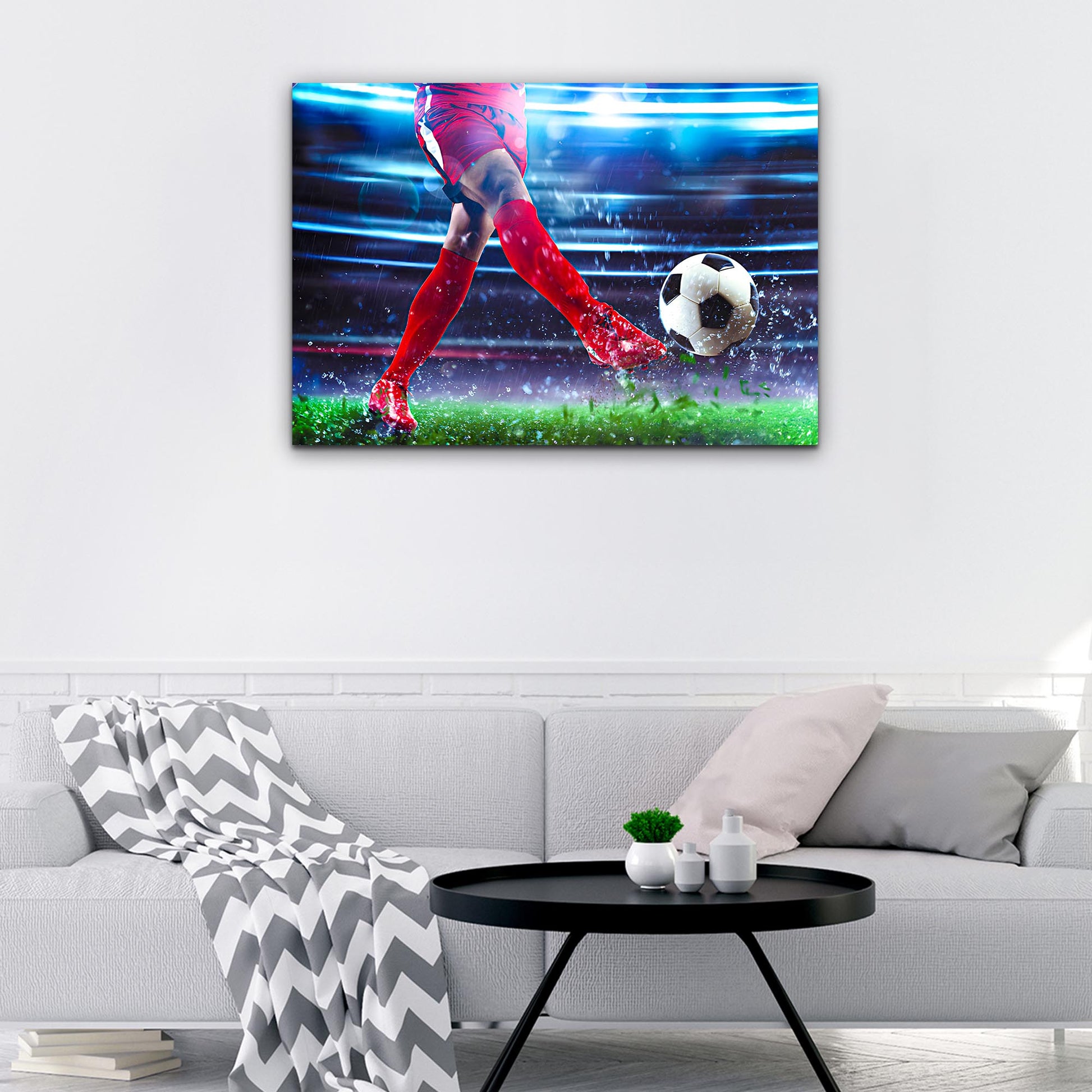 Soccer Kick Grunge Canvas Wall Art  - Image by Tailored Canvases