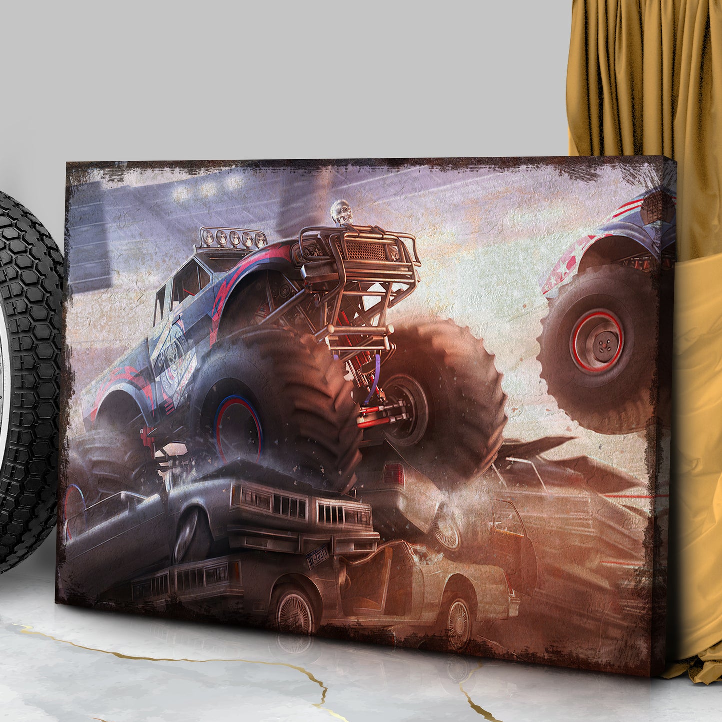 Monster Truck Car Crush Canvas Wall Art Style 2 - Image by Tailored Canvases