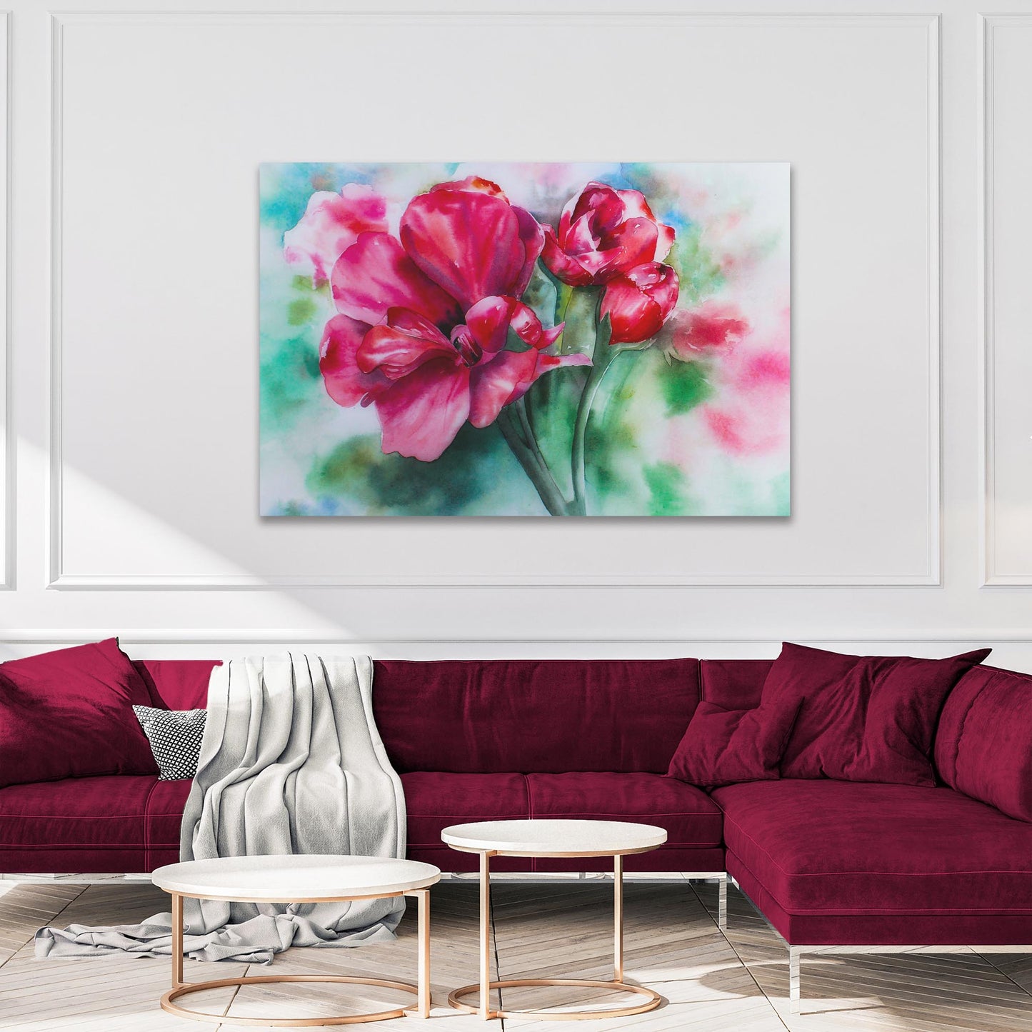 Flowers Geranium Pink Watercolor Canvas Wall Art - Image by Tailored Canvases
