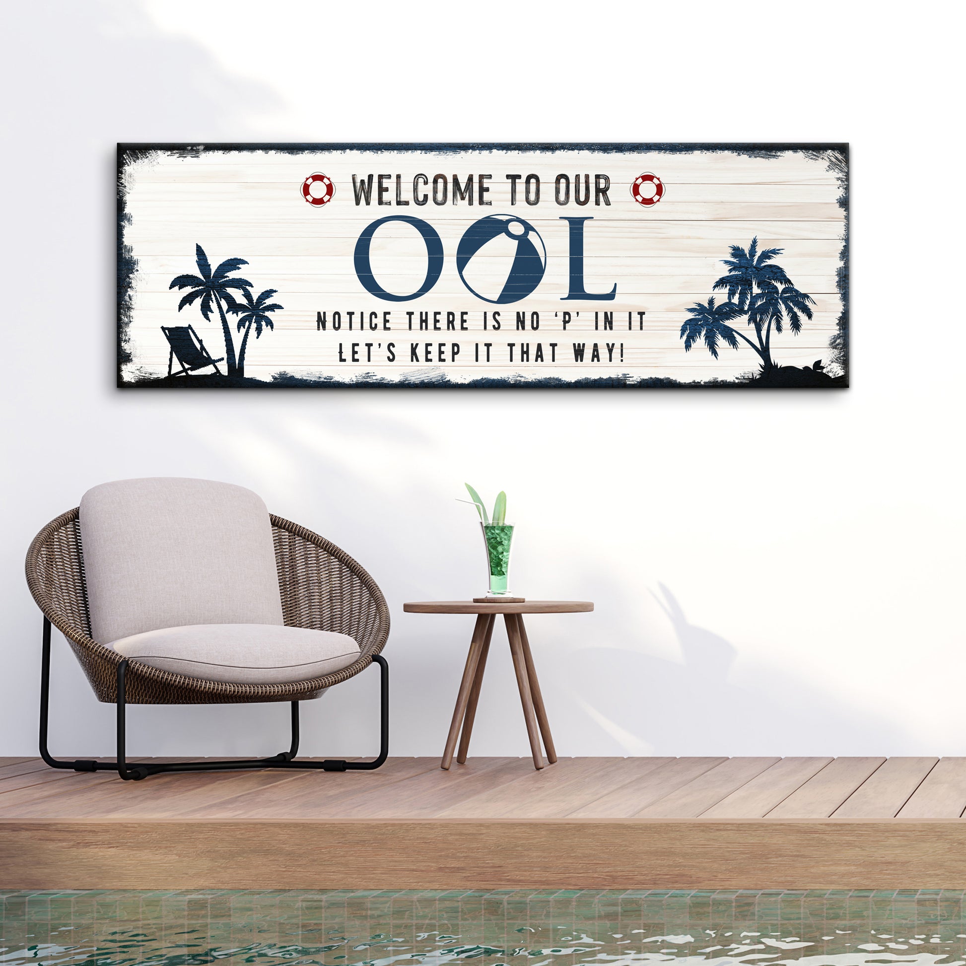Welcome To Our Pool Sign Style 3 - Image by Tailored Canvases