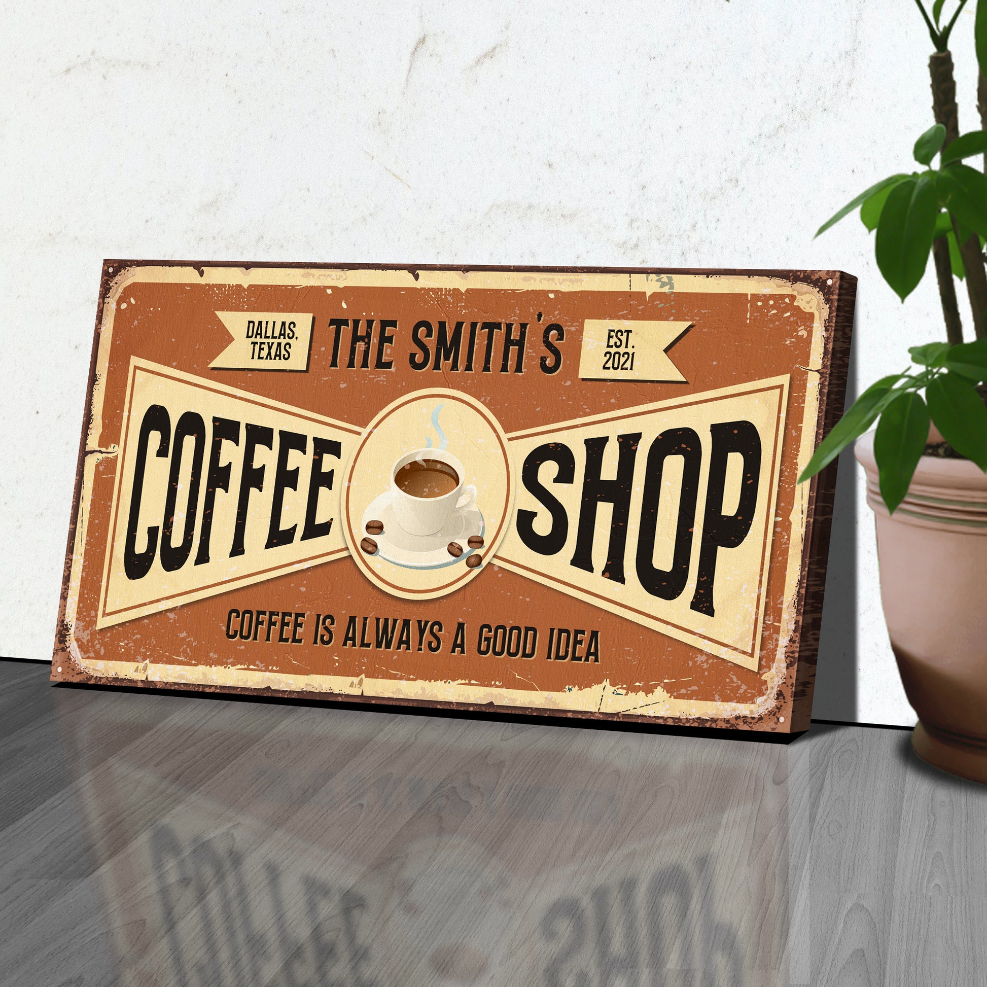 Custom Coffee Shop Sign IV | Customizable Canvas  Style 2 - Image by Tailored Canvases