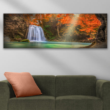 Erawan Waterfalls In Autumn Canvas Wall Art - Image by Tailored Canvases