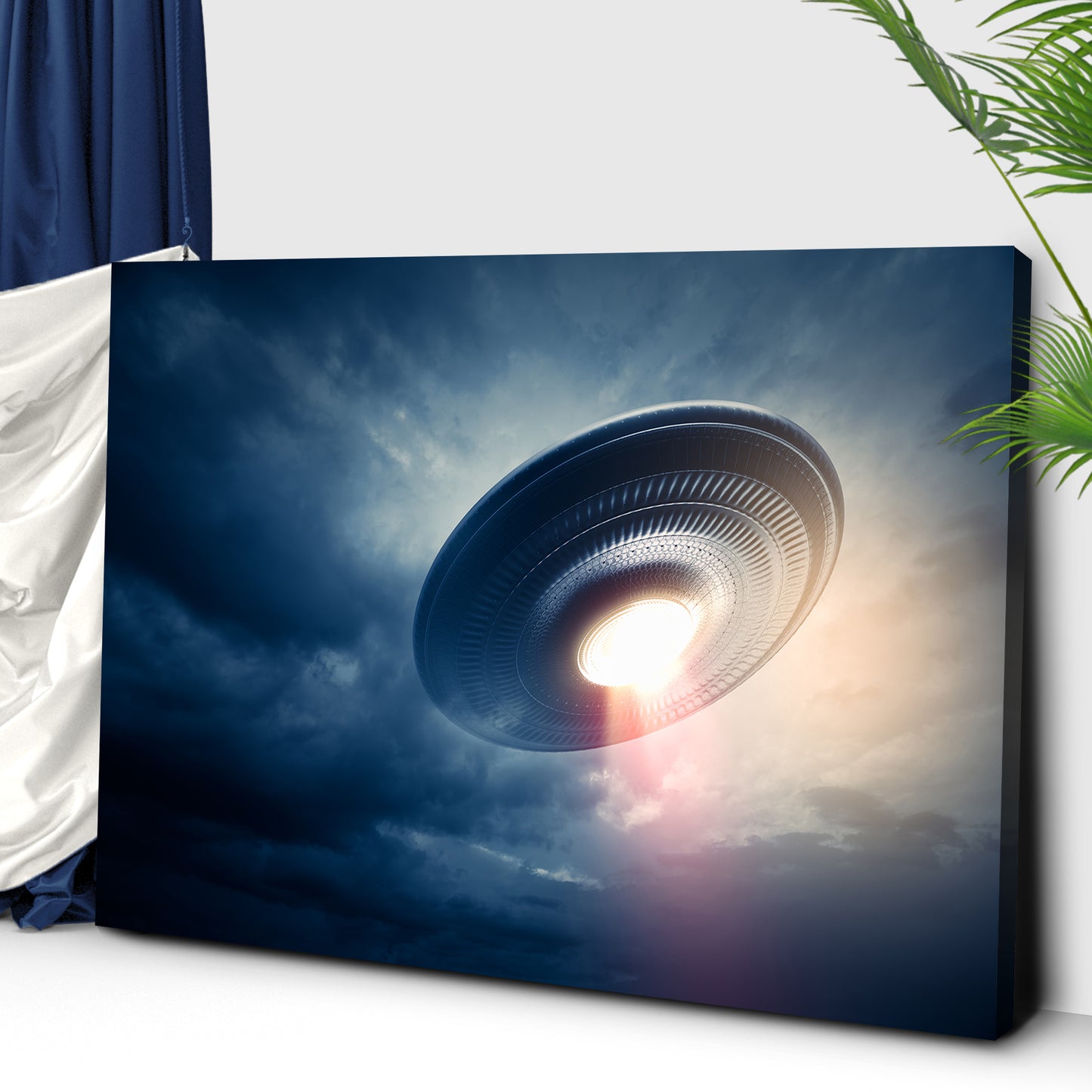 Extraterrestrial UFO In The Sky Canvas Wall Art Style 2 - Image by Tailored Canvases