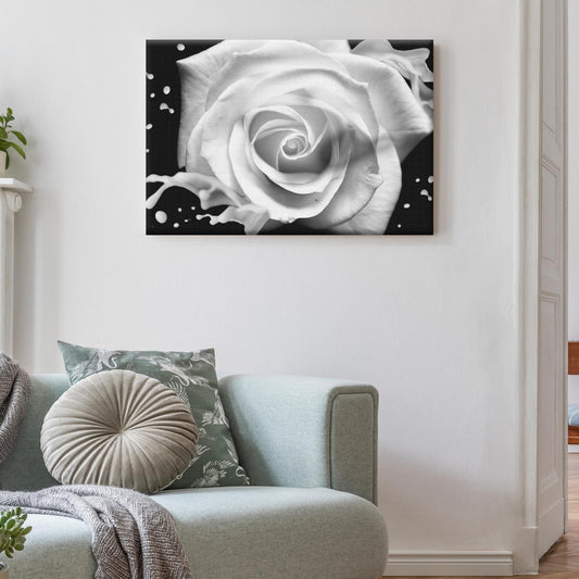 Flowers White Rose Splash Canvas Wall Art - Image by Tailored Canvases