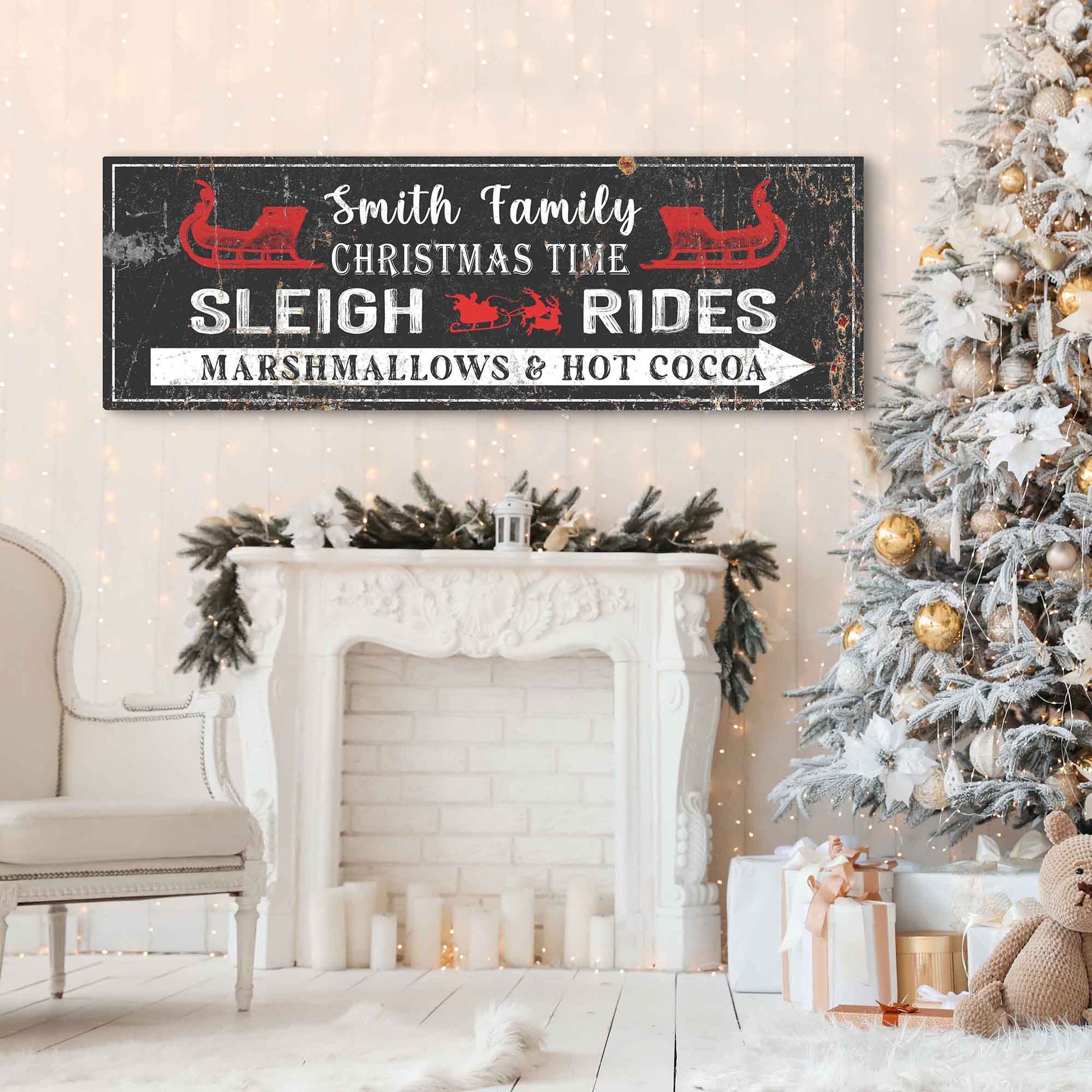 Christmas Sleigh Rides Sign Style 2 - Image by Tailored Canvases