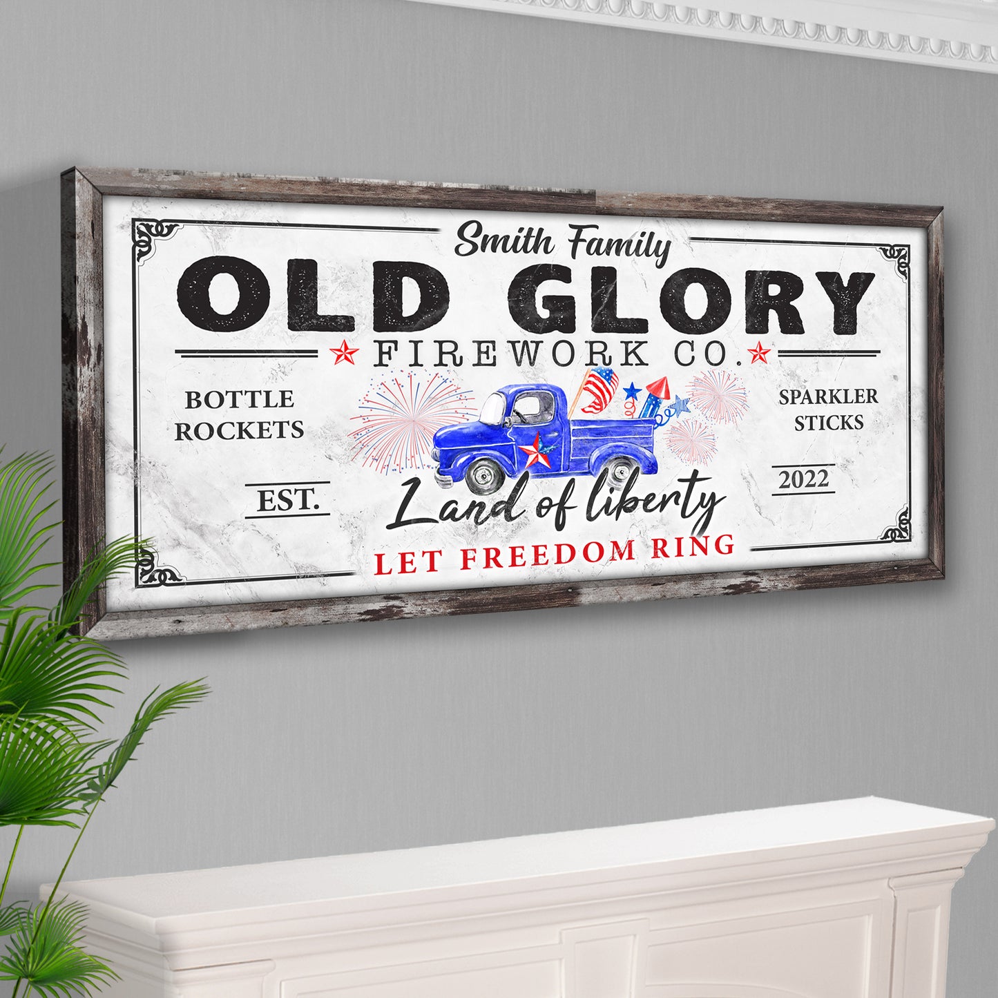 Old Glory Firework Co Let Freedom Ring Sign Style 2 - Image by Tailored Canvases
