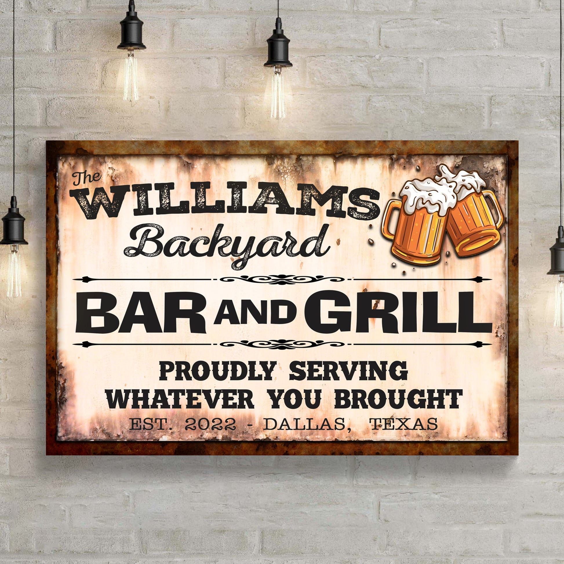 Backyard Bar & Grill Sign IX Style 2 - Image by Tailored Canvases