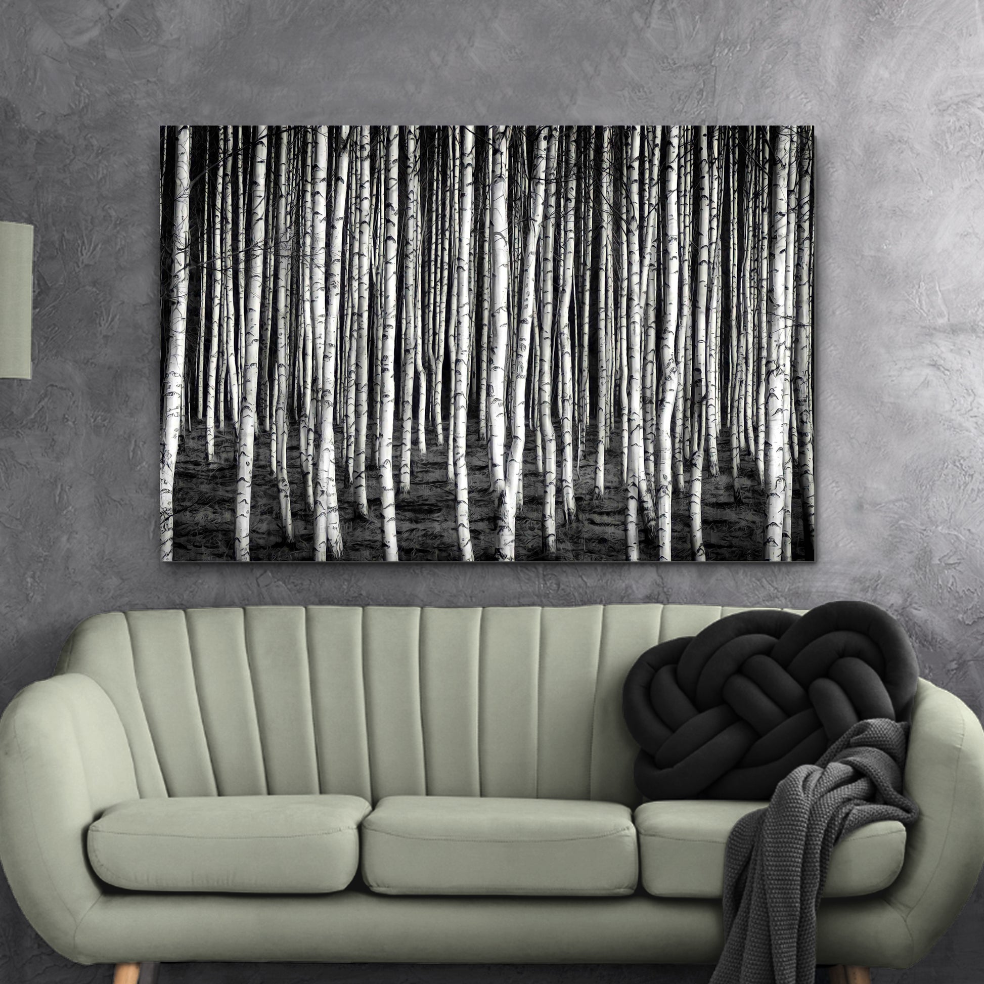 Monochrome Birch Trees Canvas Wall Art Style 2 - Image by Tailored Canvases