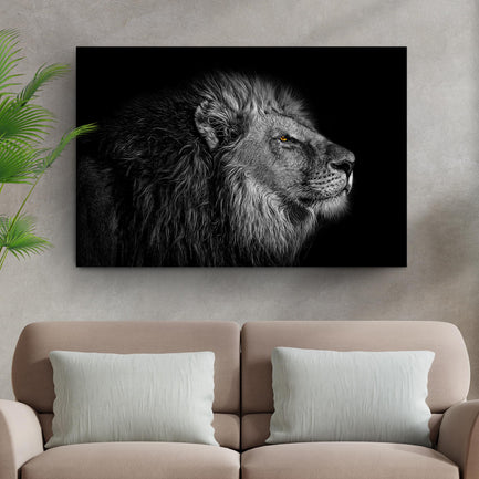 Black And White Lion Head Canvas Wall Art - Image by Tailored Canvases