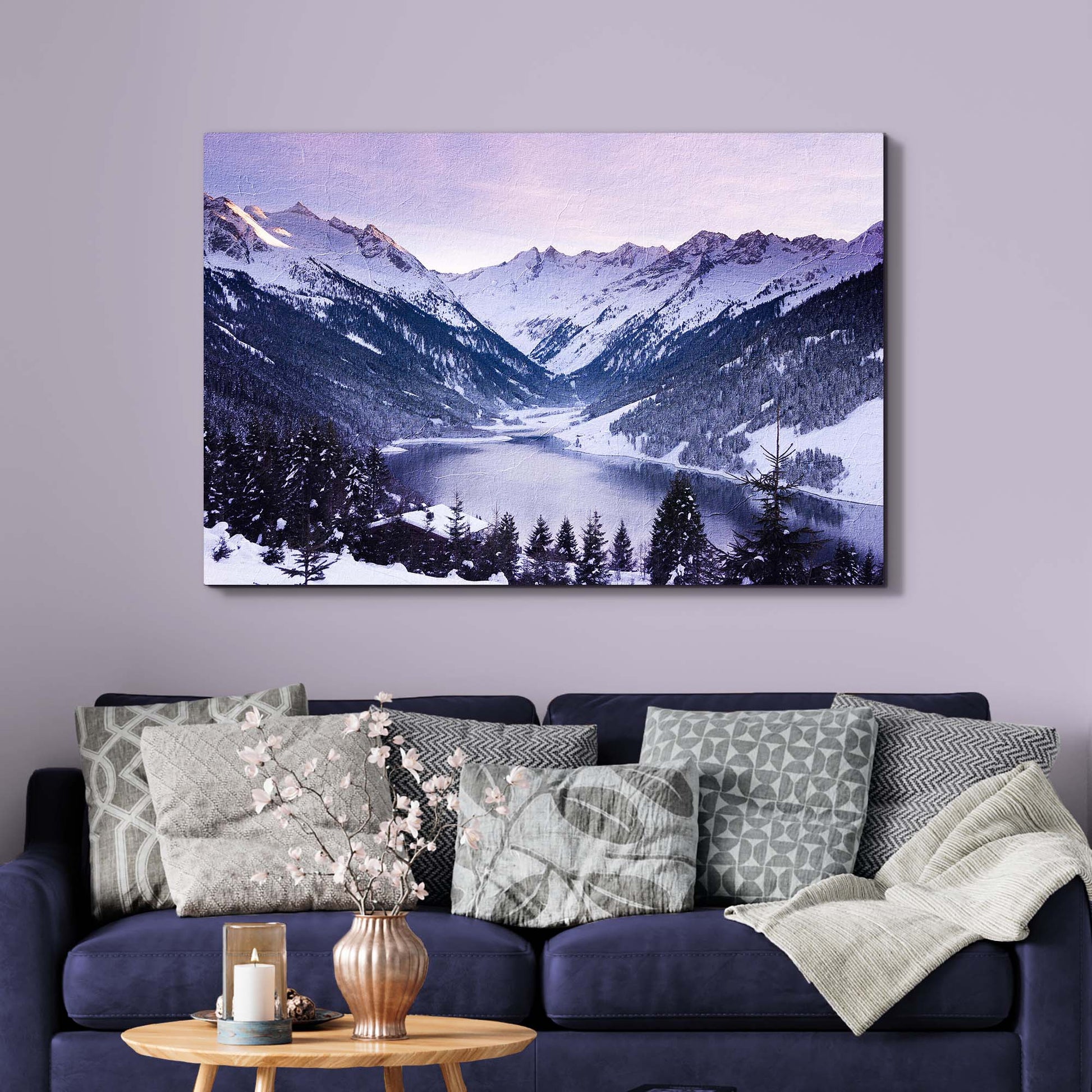 Snowy Mountain Forest Canvas Wall Art Style 2 - Image by Tailored Canvases
