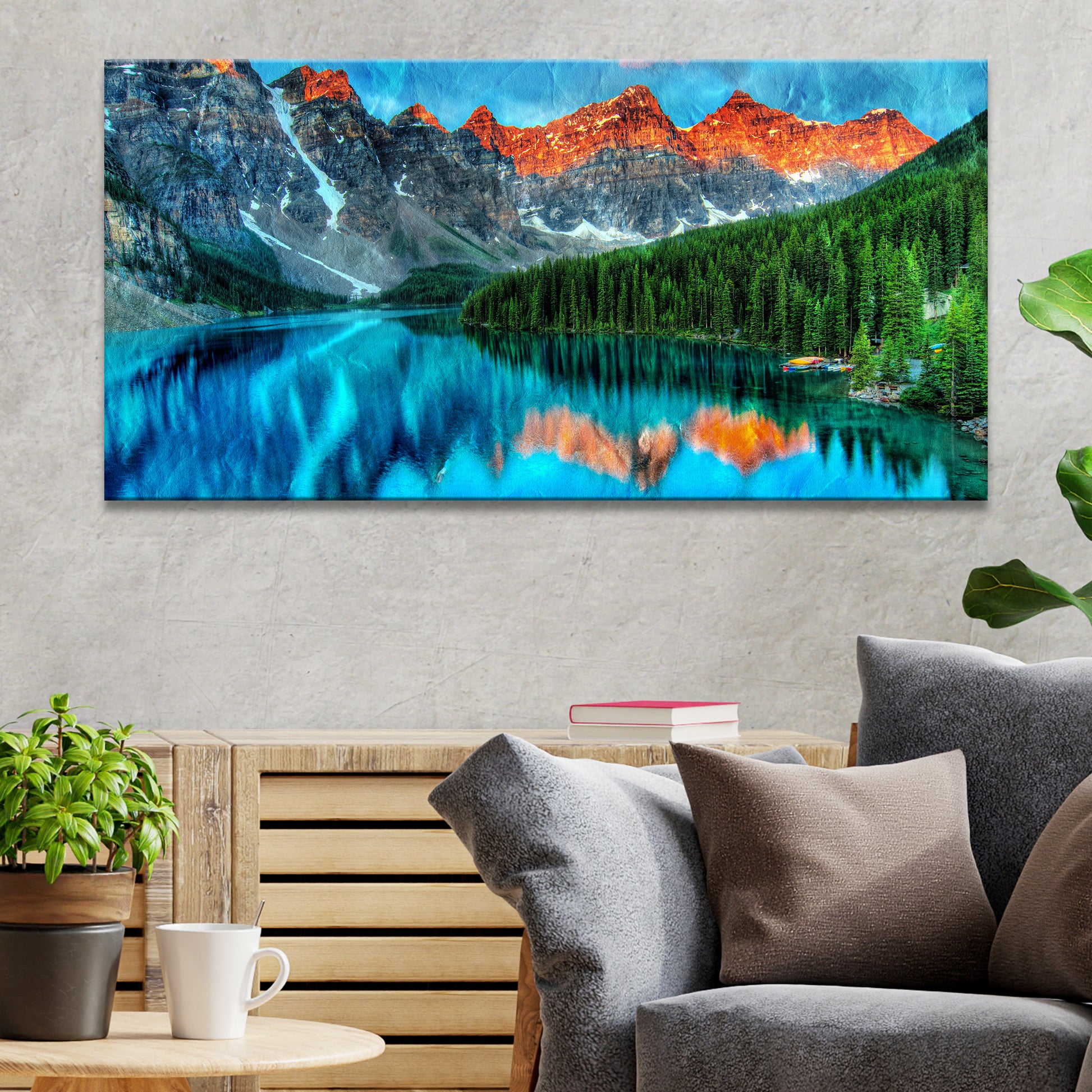 Breathtaking Moraine Mountain Canvas Wall Art Style 2 - Image by Tailored Canvases