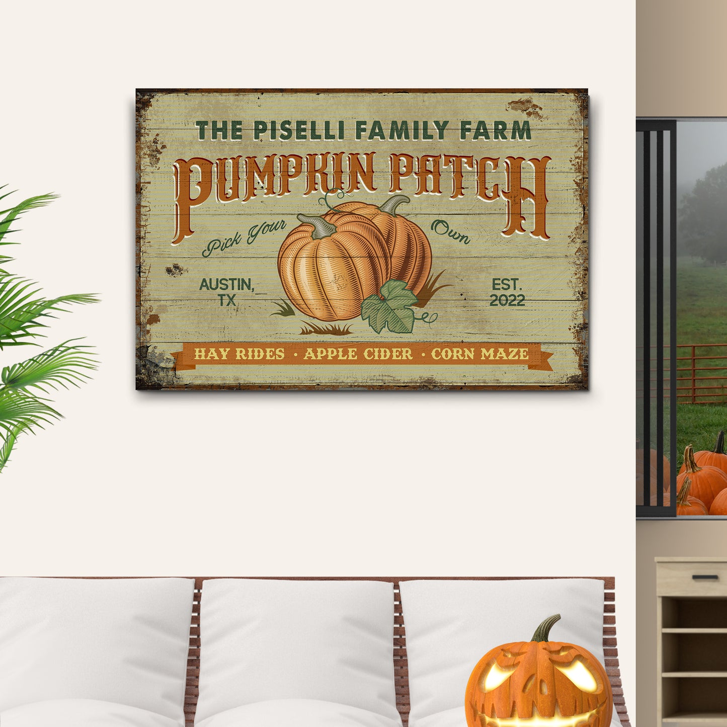 Family Pumpkin Patch Sign II Style 2 - Image by Tailored Canvases