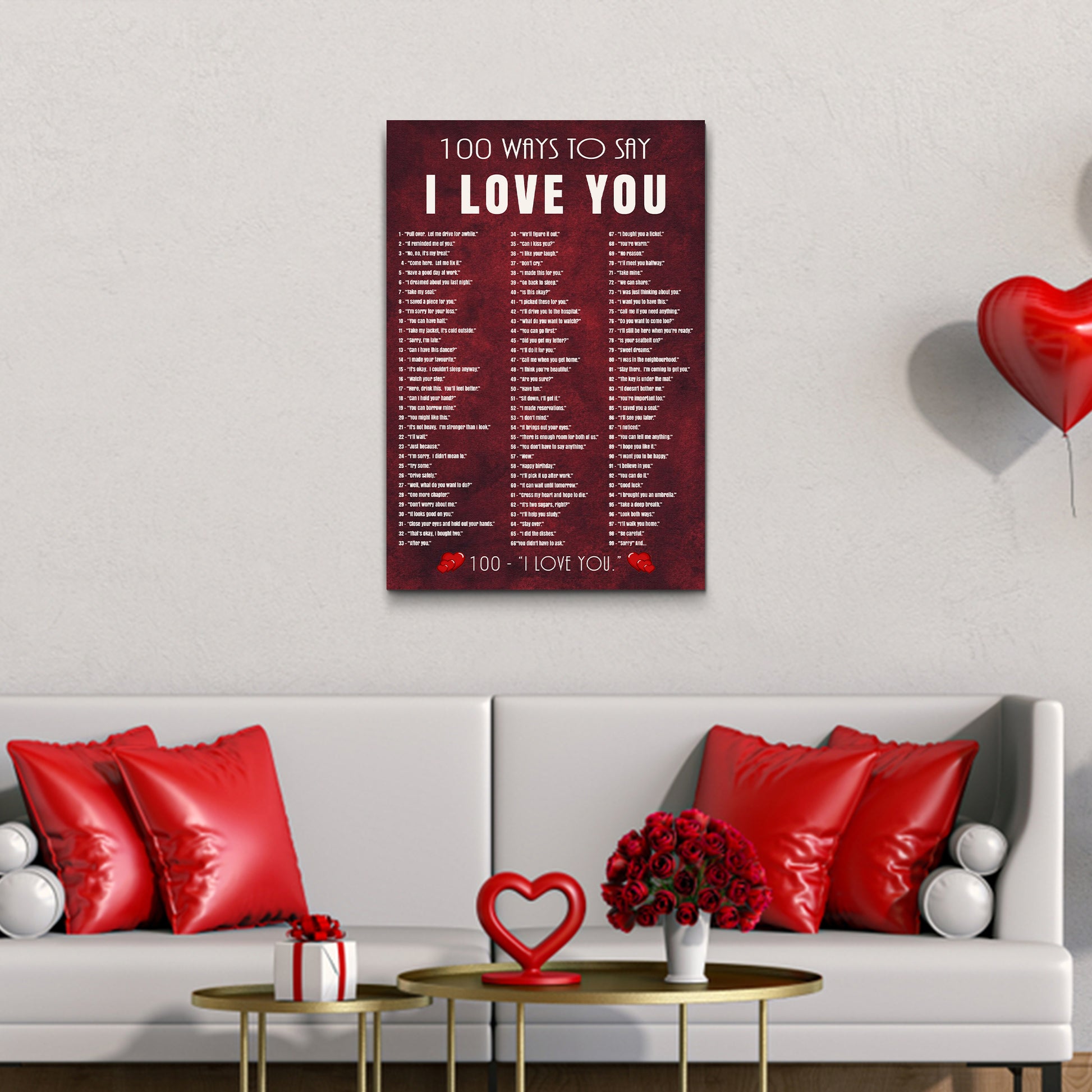 Valentine 100 ways to say I Love You Sign - Image by Tailored Canvases