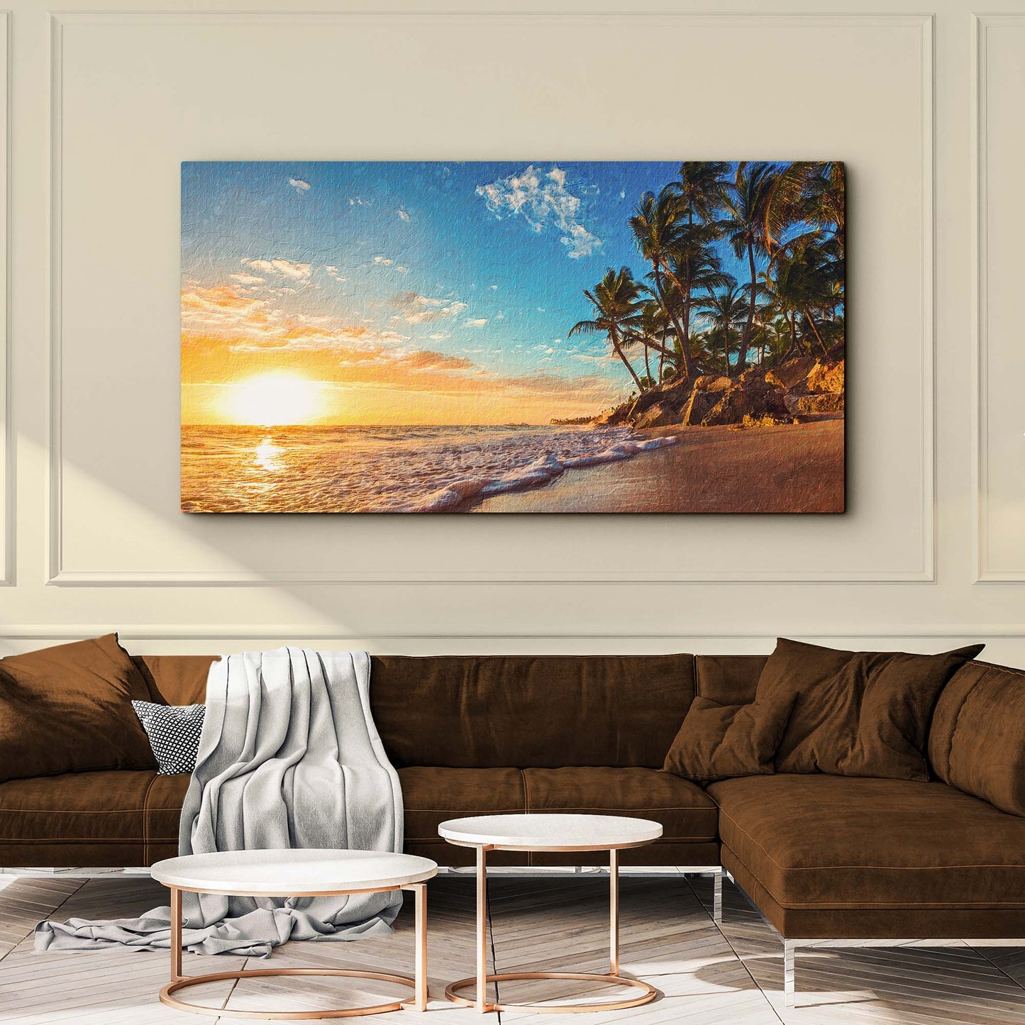 Tropical Beach Sunset Canvas Wall Art Style 2 - Image by Tailored Canvases