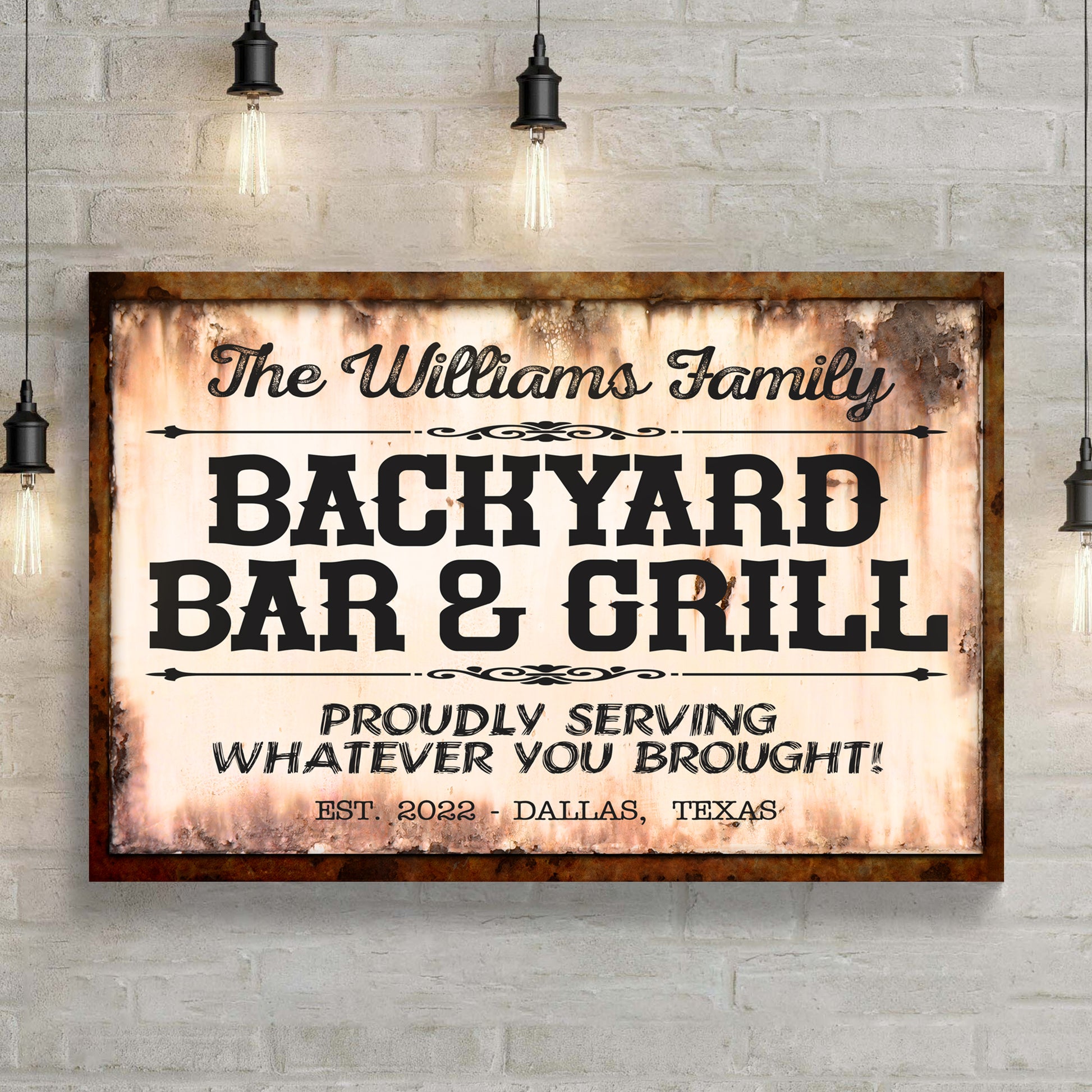 Backyard Bar & Grill Sign X Style 2 - Image by Tailored Canvases