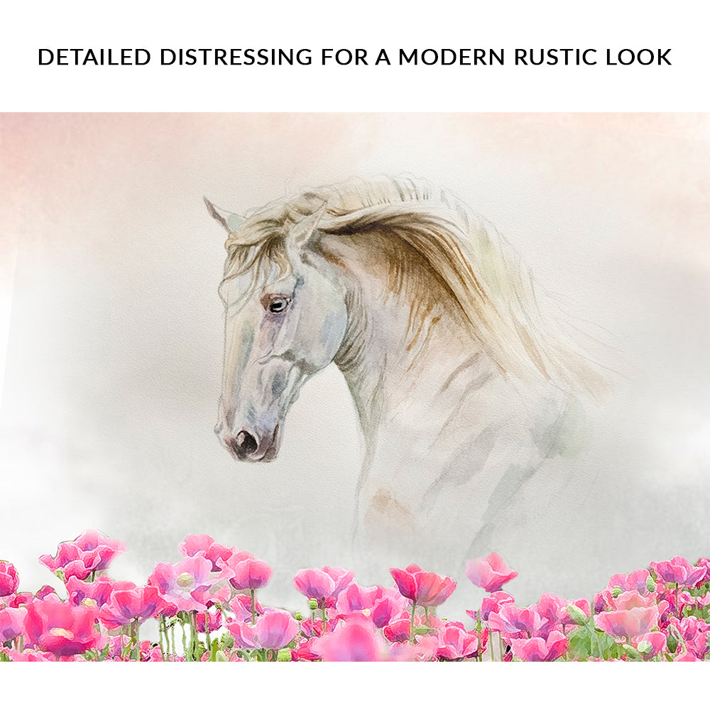 Floral White Horse Zoom - Image by Tailored Canvases
