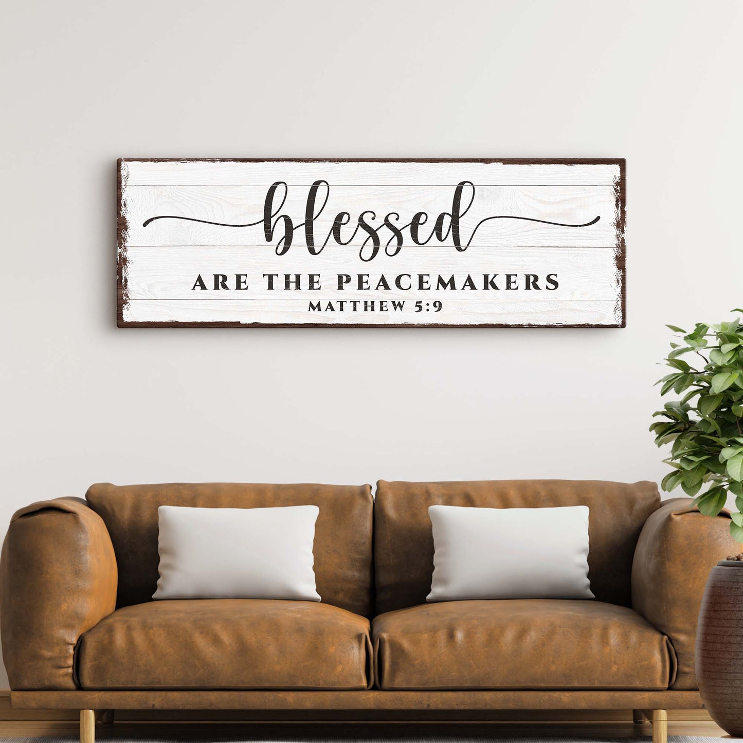 Matthew 5:9 - Blessed Are The Peacemakers Sign Style 2 - Image by Tailored Canvases