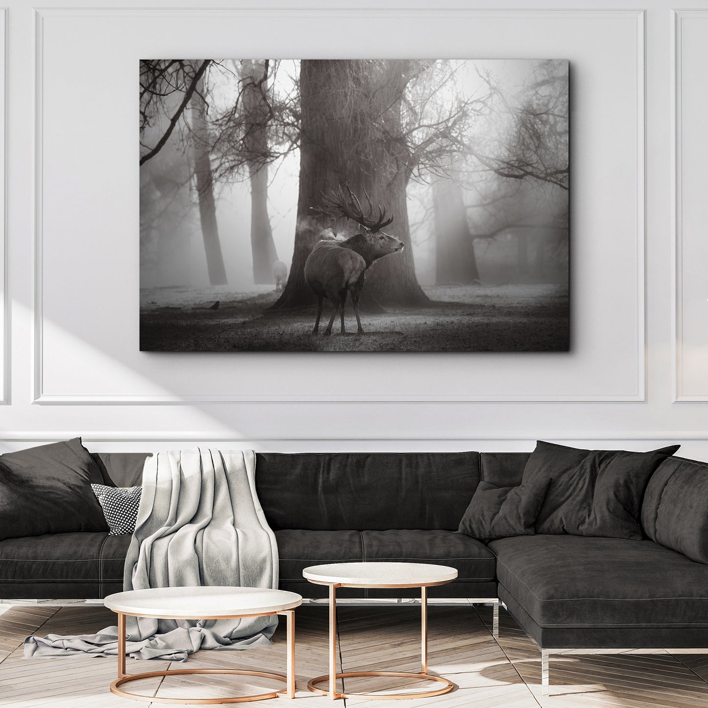 Monochrome Deer Canvas Wall Art Style 2 - Image by Tailored Canvases