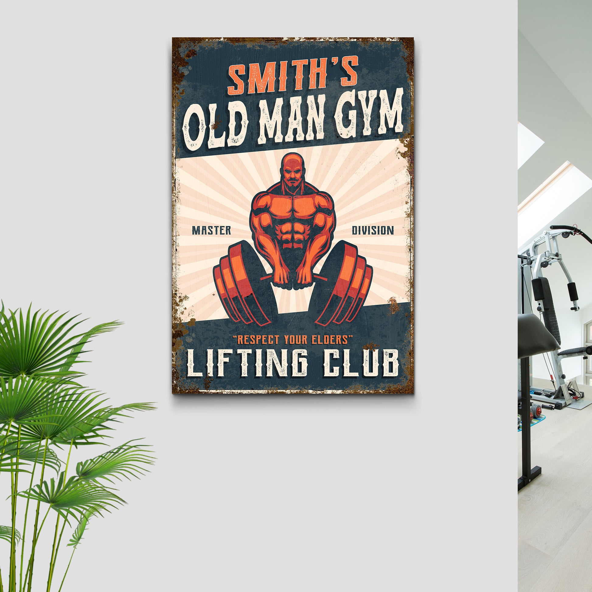 Old Man Gym Lifting Club Sign Style 2 - Image by Tailored Canvases