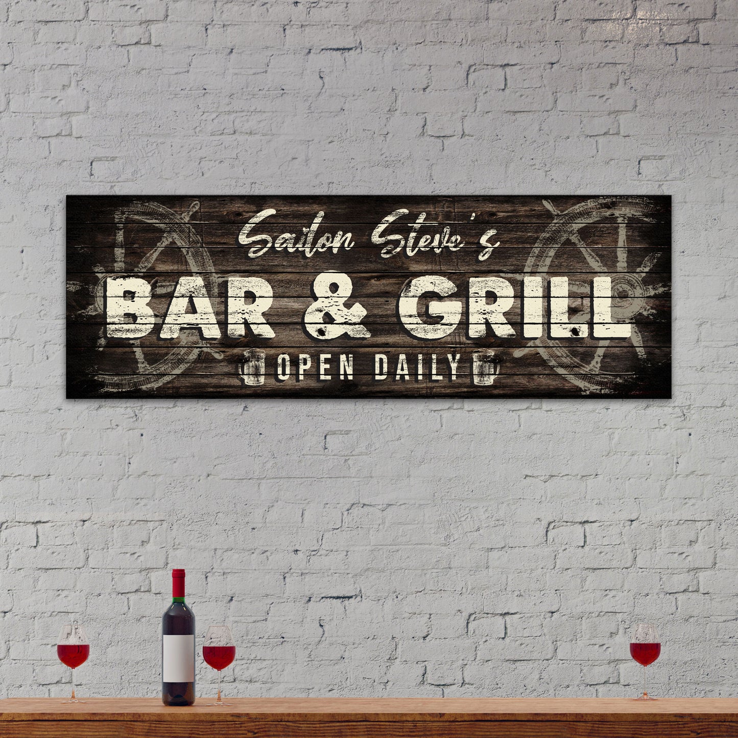 Sailor Bar And Grill Open Daily Sign Style 2 - Image by Tailored Canvases