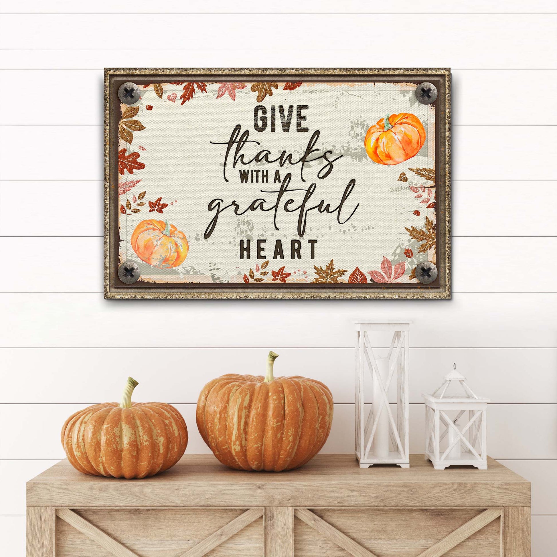 Give Thanks With A Grateful Heart Sign II Style 2 - Image by Tailored Canvases